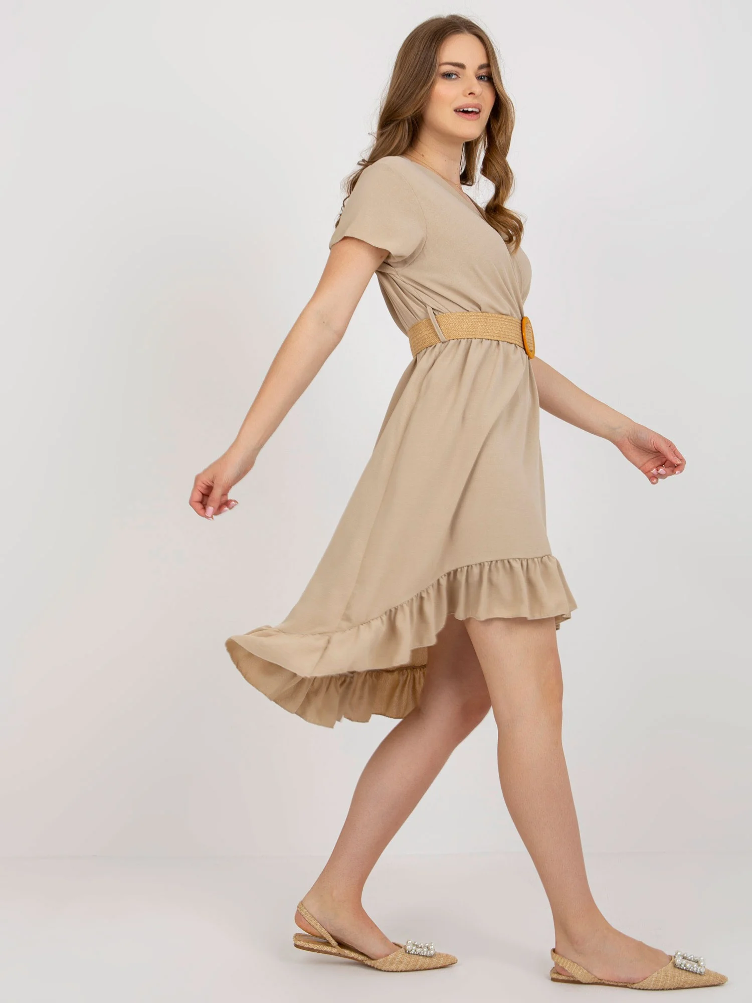 Rochie Dama Midi, Lejera, ITALY MODA, Bej de Vara - Image 5