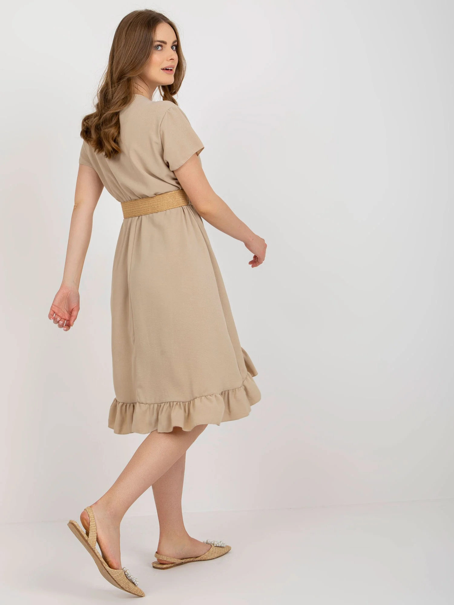 Rochie Dama Midi, Lejera, ITALY MODA, Bej de Vara - Image 6