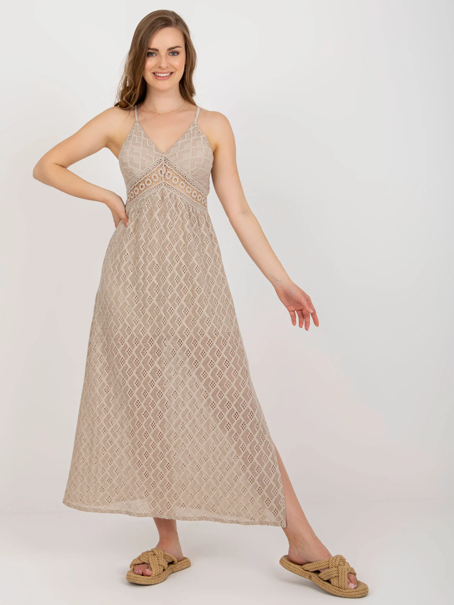 Rochie Dama Midi, Lejera, Och Bella, Bej de Vara - Image 2