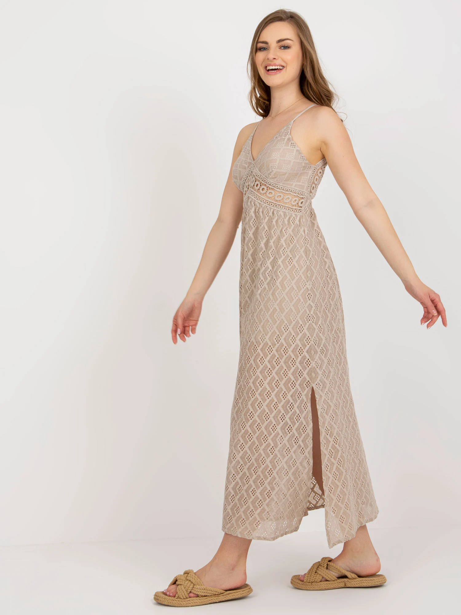 Rochie Dama Midi, Lejera, Och Bella, Bej de Vara - Image 5