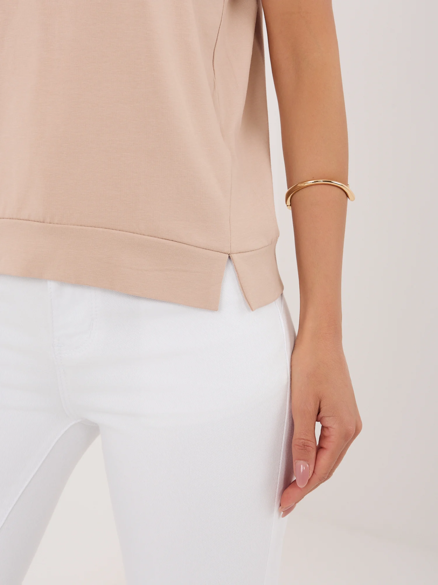 Bluza Dama Mini, Decolteu rotund, RUE PARIS, Bej Eleganta Office - imagine 6