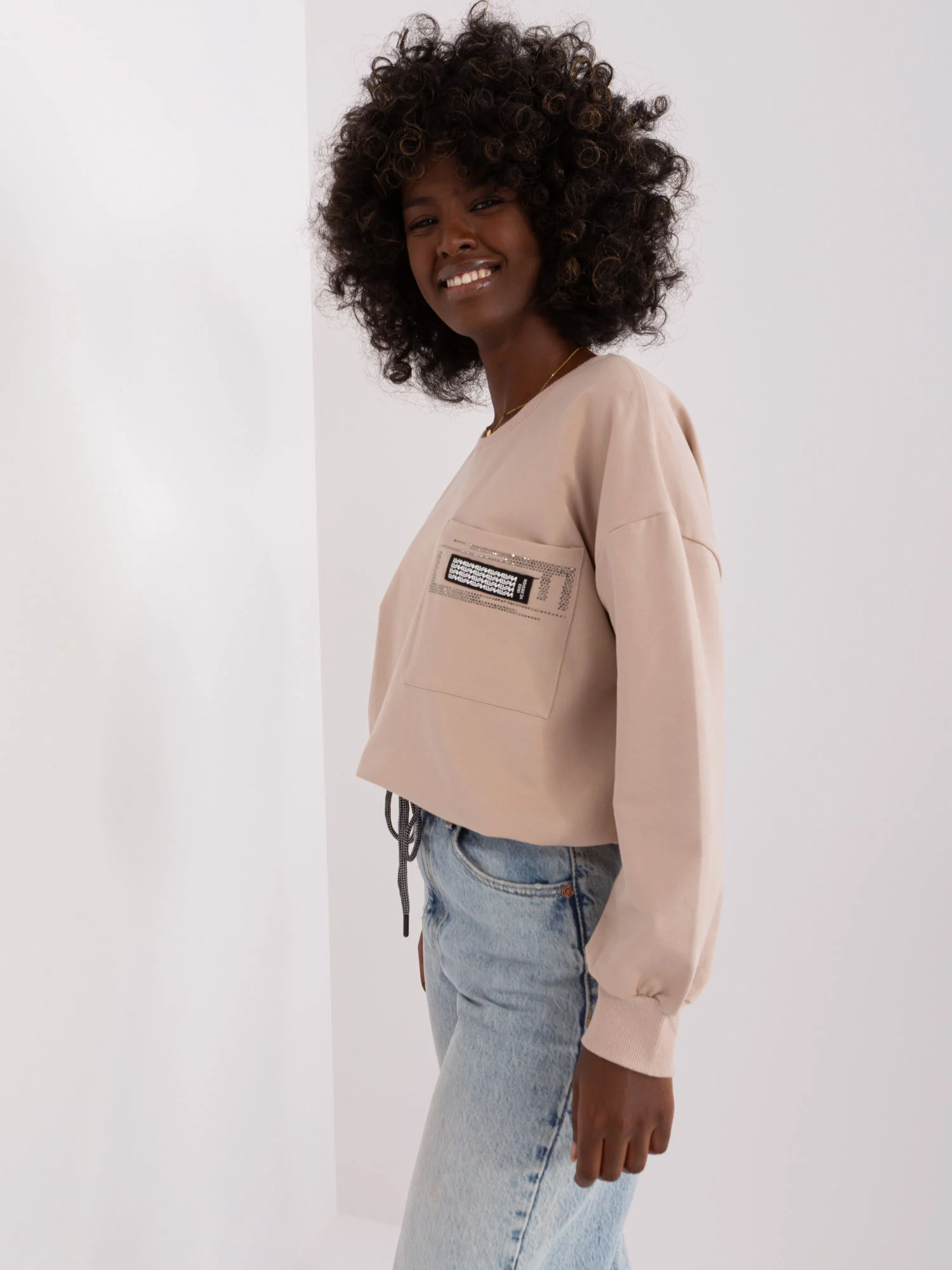 Bluza Dama Mini, Decolteu rotund, RELEVANCE, Bej Casual - imagine 7
