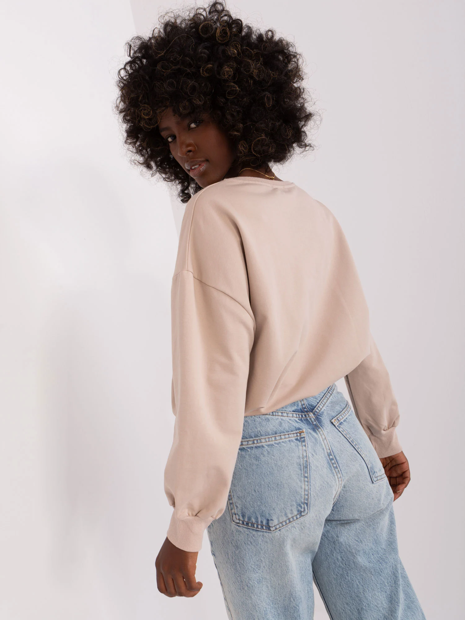 Bluza Dama Mini, Decolteu rotund, RELEVANCE, Bej Casual - imagine 3
