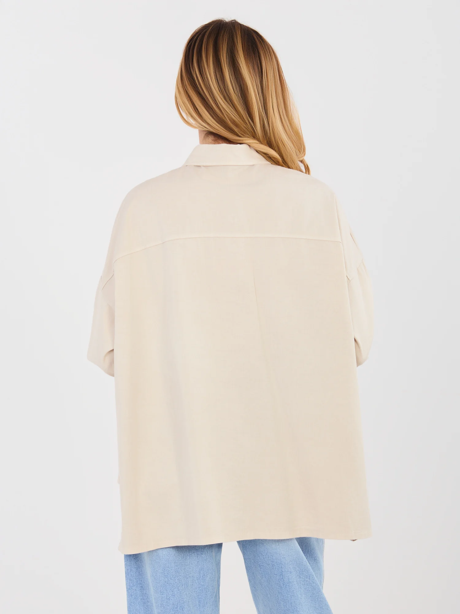 Camasa Dama Maneca lunga, Guler inalt, ITALY MODA, Bej Casual - imagine 5