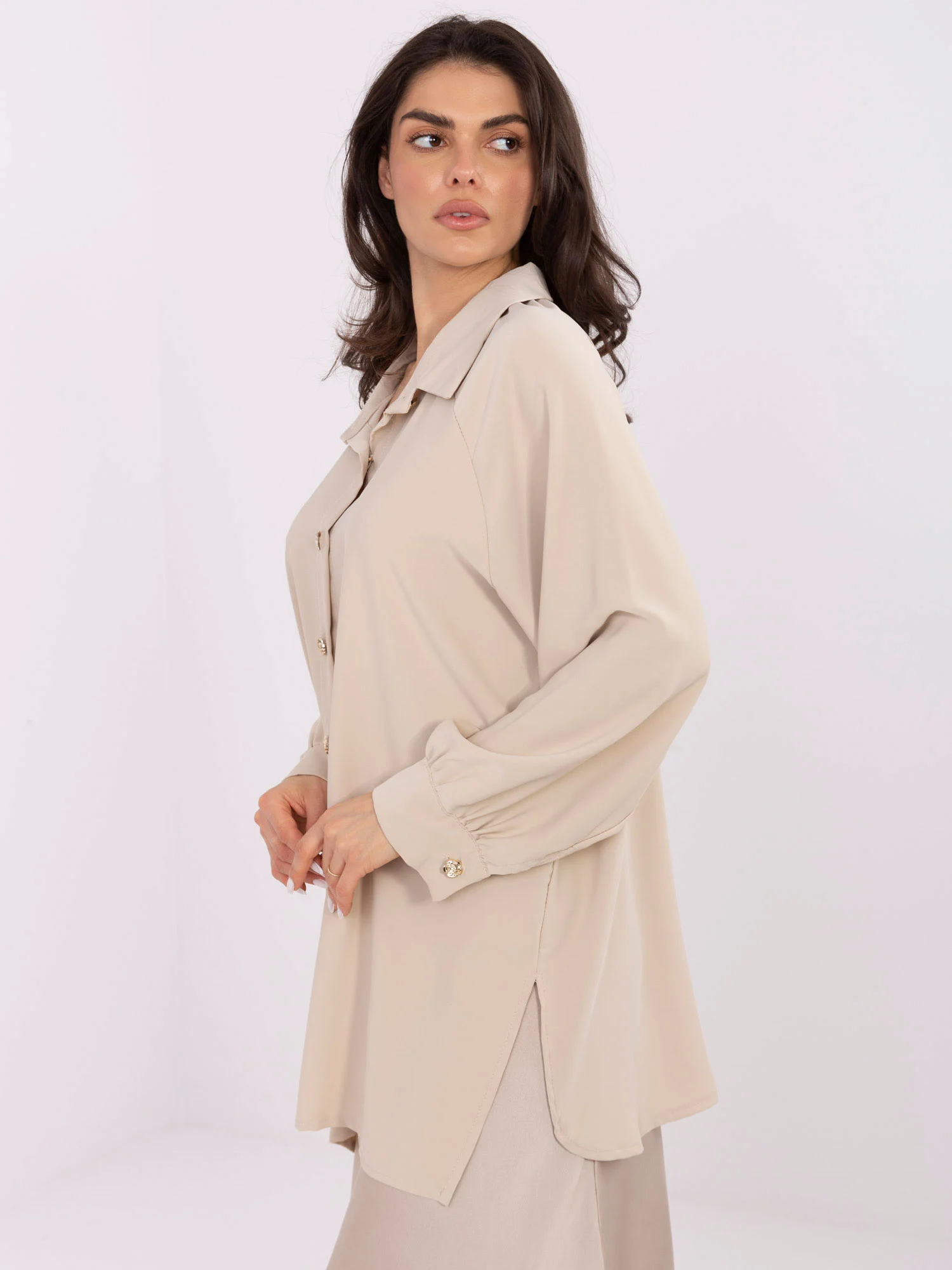 Camasa Dama Maneca lunga, Elegant, RED LINE, Bej Eleganta Office - imagine 4