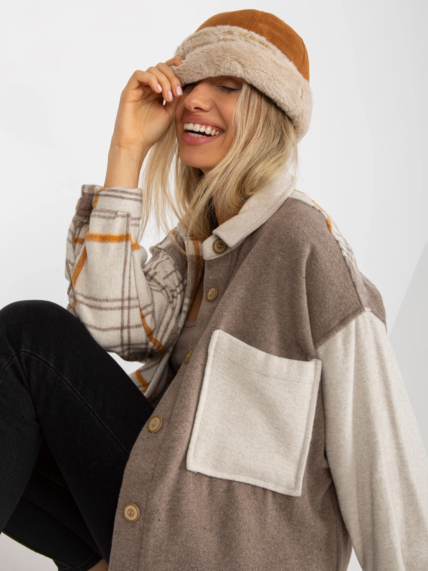 Camasa Dama Maneca lunga, Carouri, Patiskha, Bej Casual - imagine 2