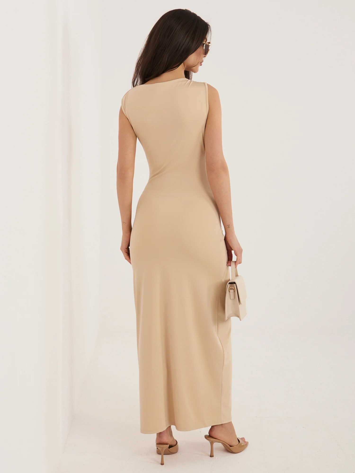 Rochie Dama Midi, Rochie creion, RUE PARIS, Bej Eleganta - Image 5