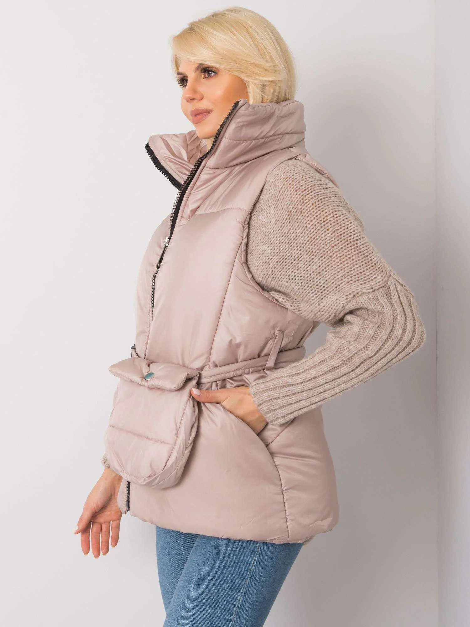 Vesta Dama Fara maneci, Fara maneci, ex moda, Bej de Vara - imagine 3