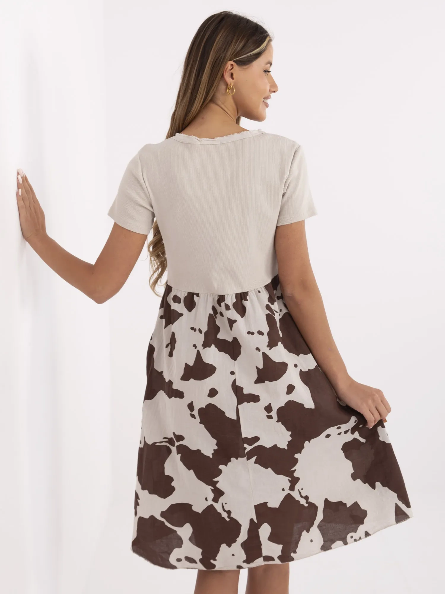 Rochie Dama Mini, Animal print, ITALY MODA, Bej de Vara - Image 2