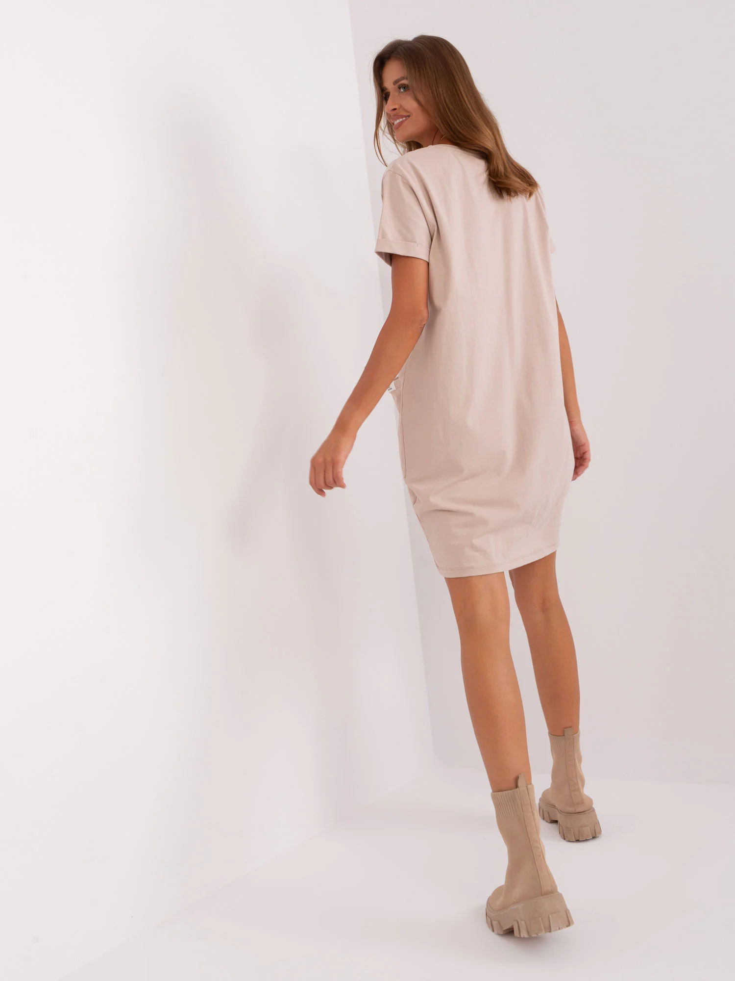 Rochie Dama Mini, Rochie dreapta, RUE PARIS, Bej de Vara - imagine 5