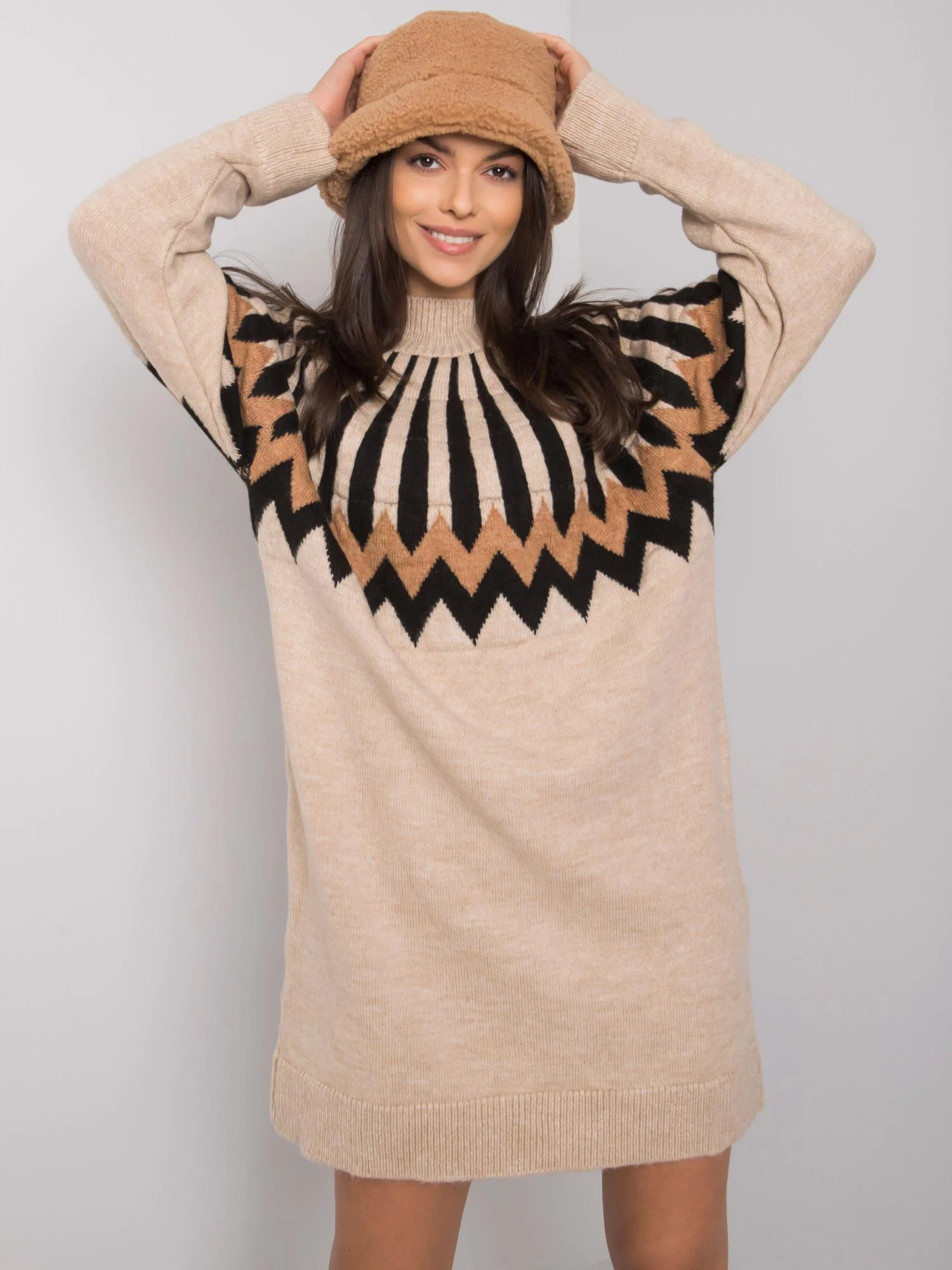 Rochie Dama Maxi, Geometric, RUE PARIS, Bej Casual - Image 3