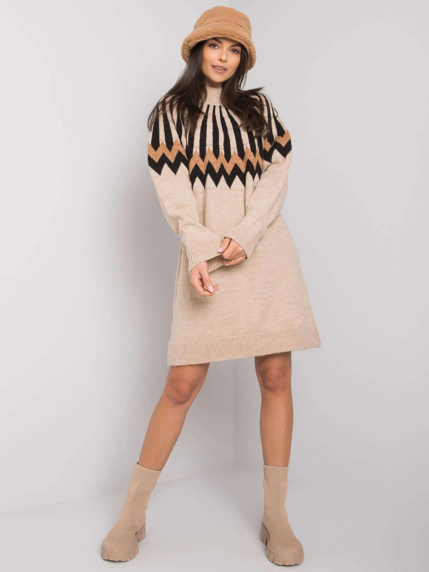 Rochie Dama Maxi, Geometric, RUE PARIS, Bej Casual - Image 5