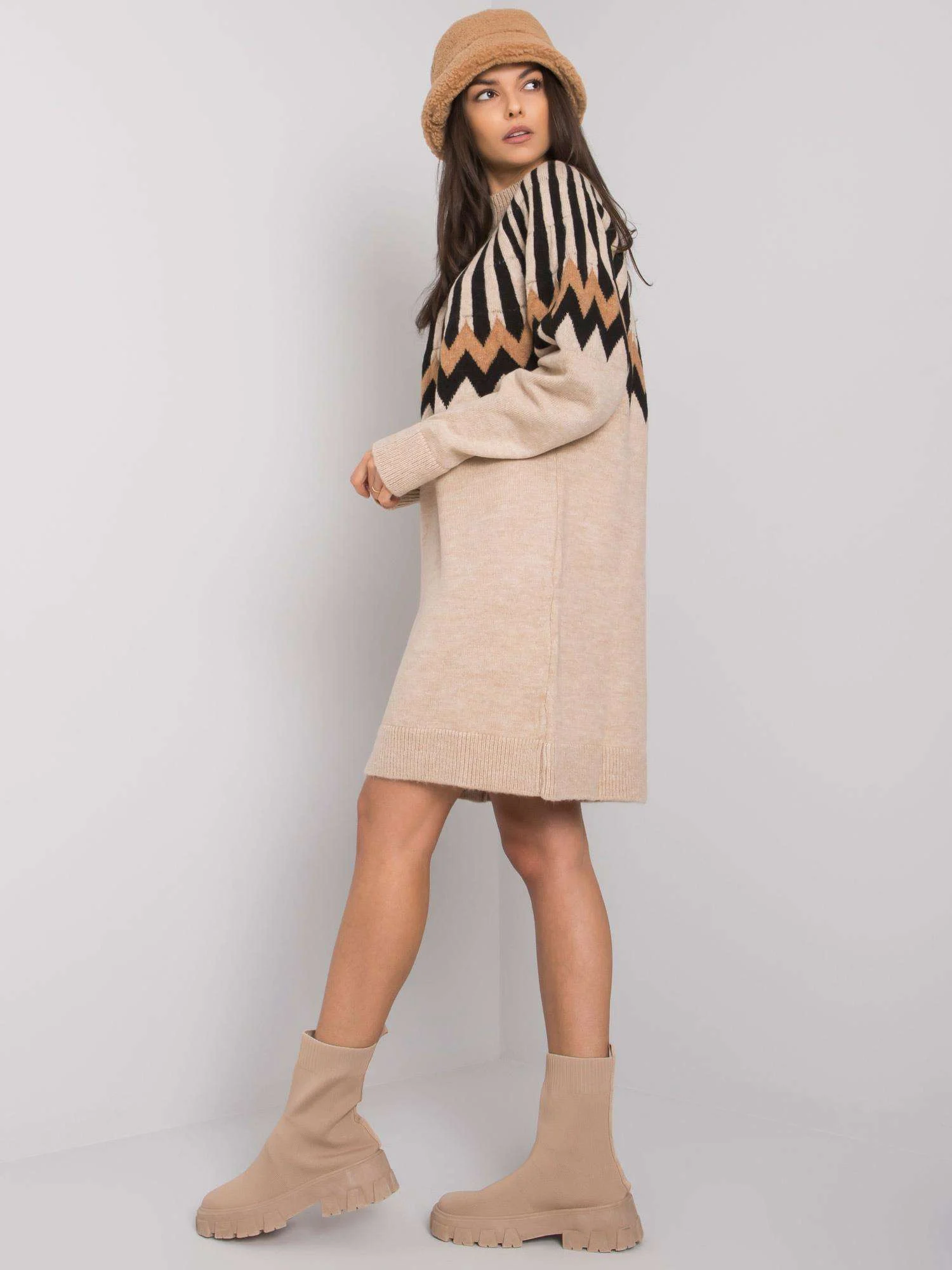 Rochie Dama Maxi, Geometric, RUE PARIS, Bej Casual - Image 6