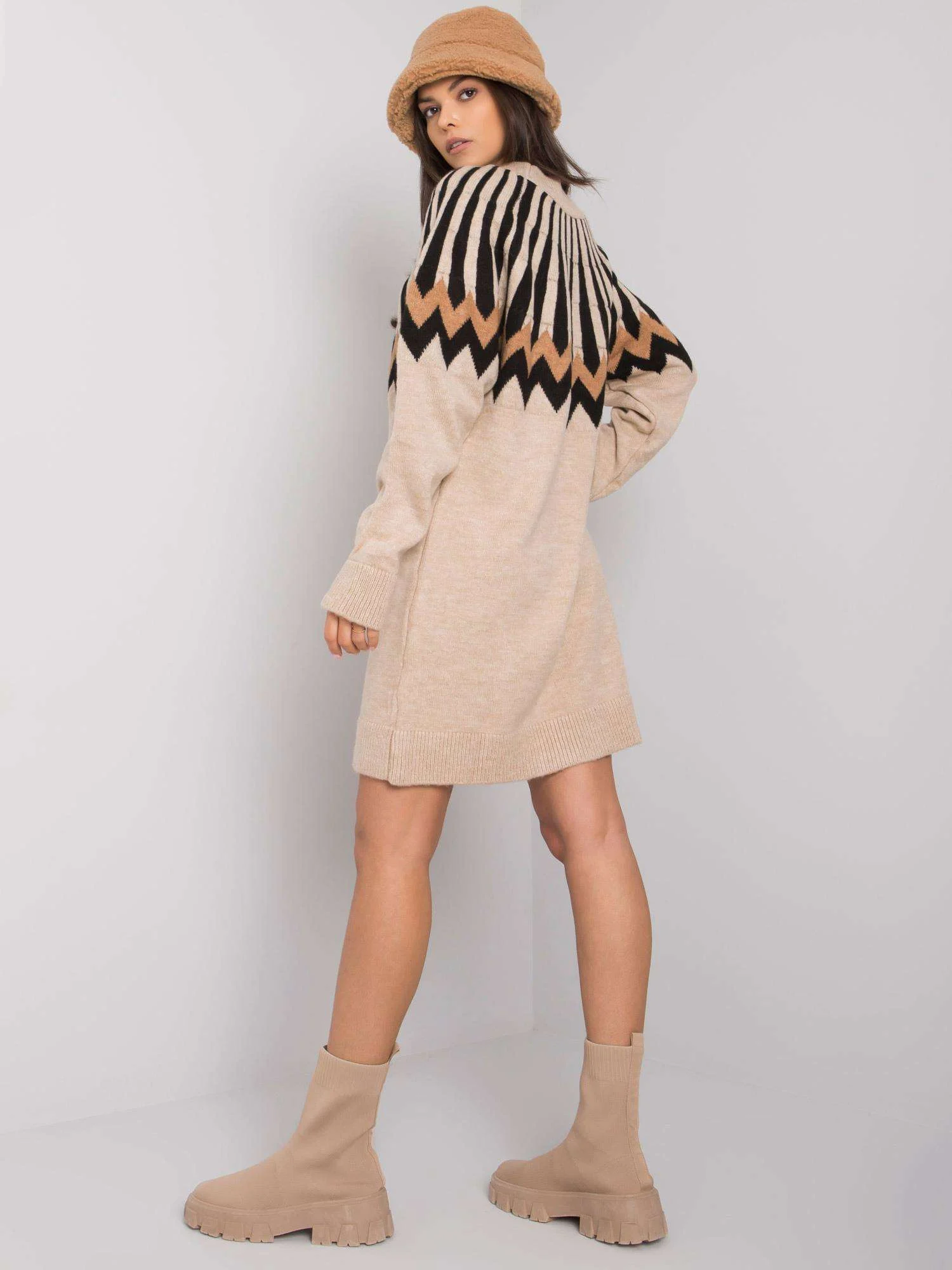 Rochie Dama Maxi, Geometric, RUE PARIS, Bej Casual - Image 4