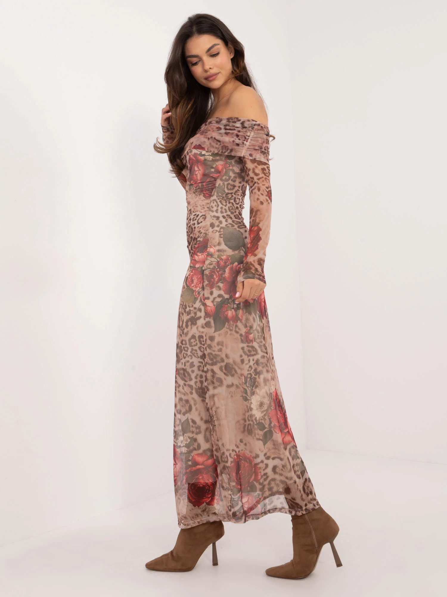 Rochie Dama Maxi, Floral, ITALY MODA, Bej de Petrecere - Image 2