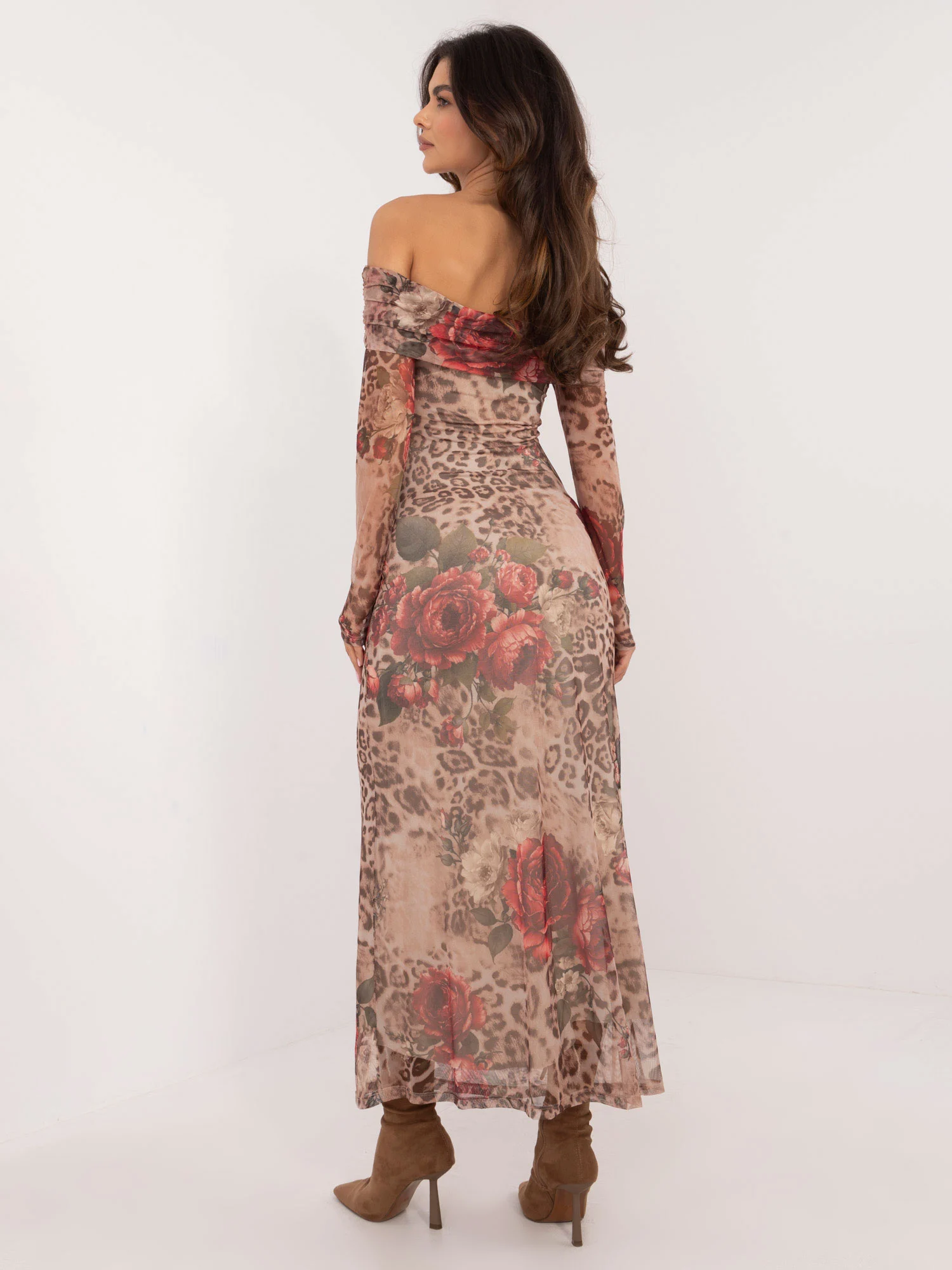 Rochie Dama Maxi, Floral, ITALY MODA, Bej de Petrecere - Image 3