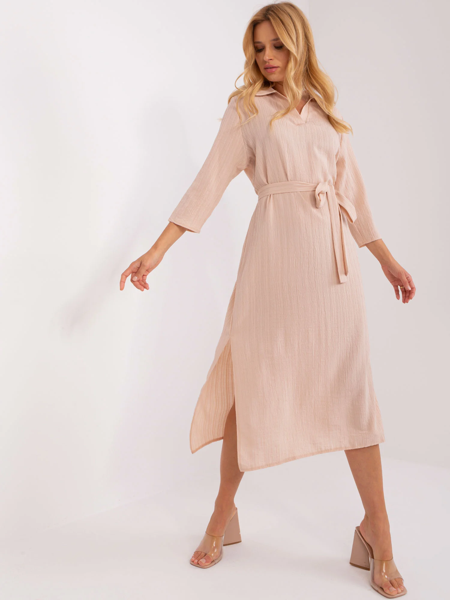 Rochie Dama Midi, Rochie dreapta, LAKERTA, Bej Eleganta Office - Image 7