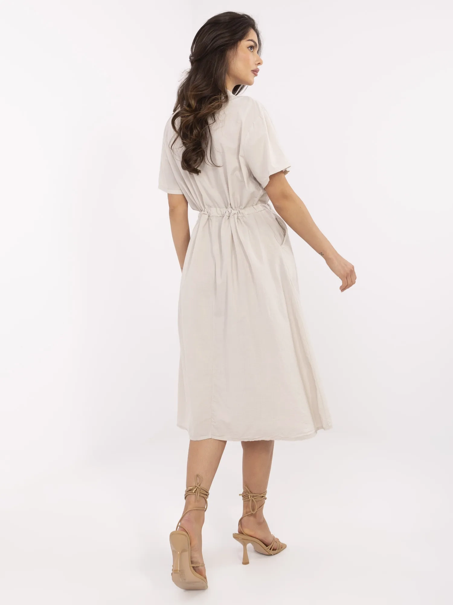 Rochie Dama Midi, Lejera, ITALY MODA, Bej de Vara - Image 2