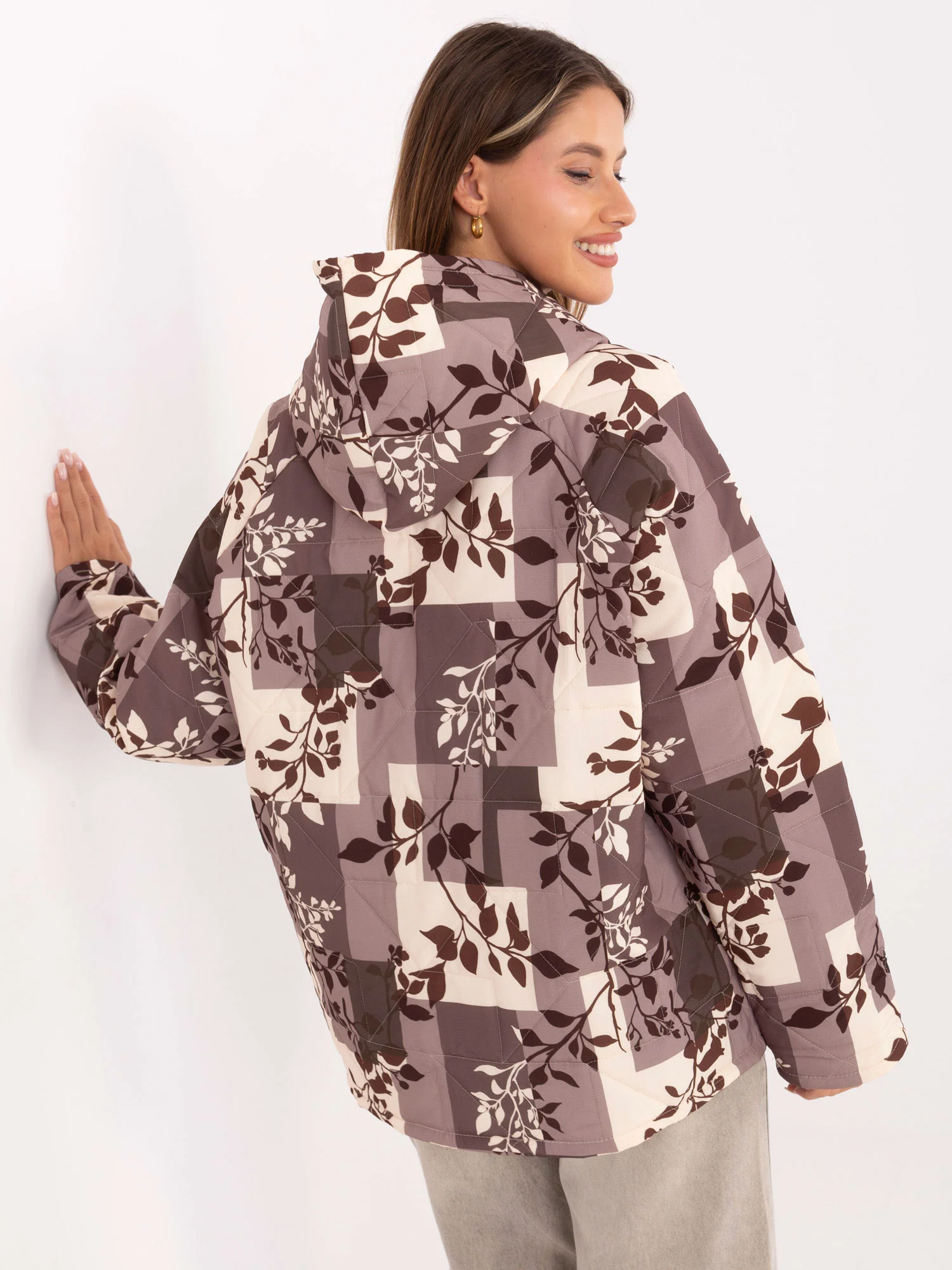 Jacheta Dama Maneca lunga, Imprimat, MODA ITALY, Bej de Vara - imagine 3