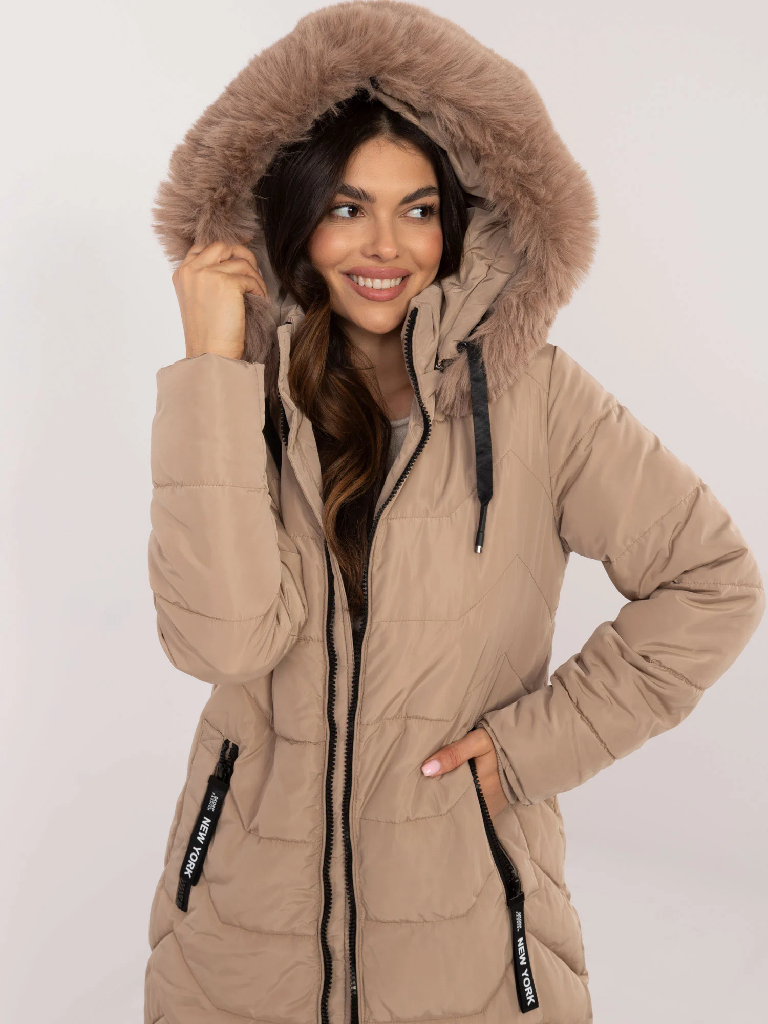 Jacheta Dama Maneca lunga, Guler inalt, SKORP, Bej Casual Marimi Mari - imagine 3