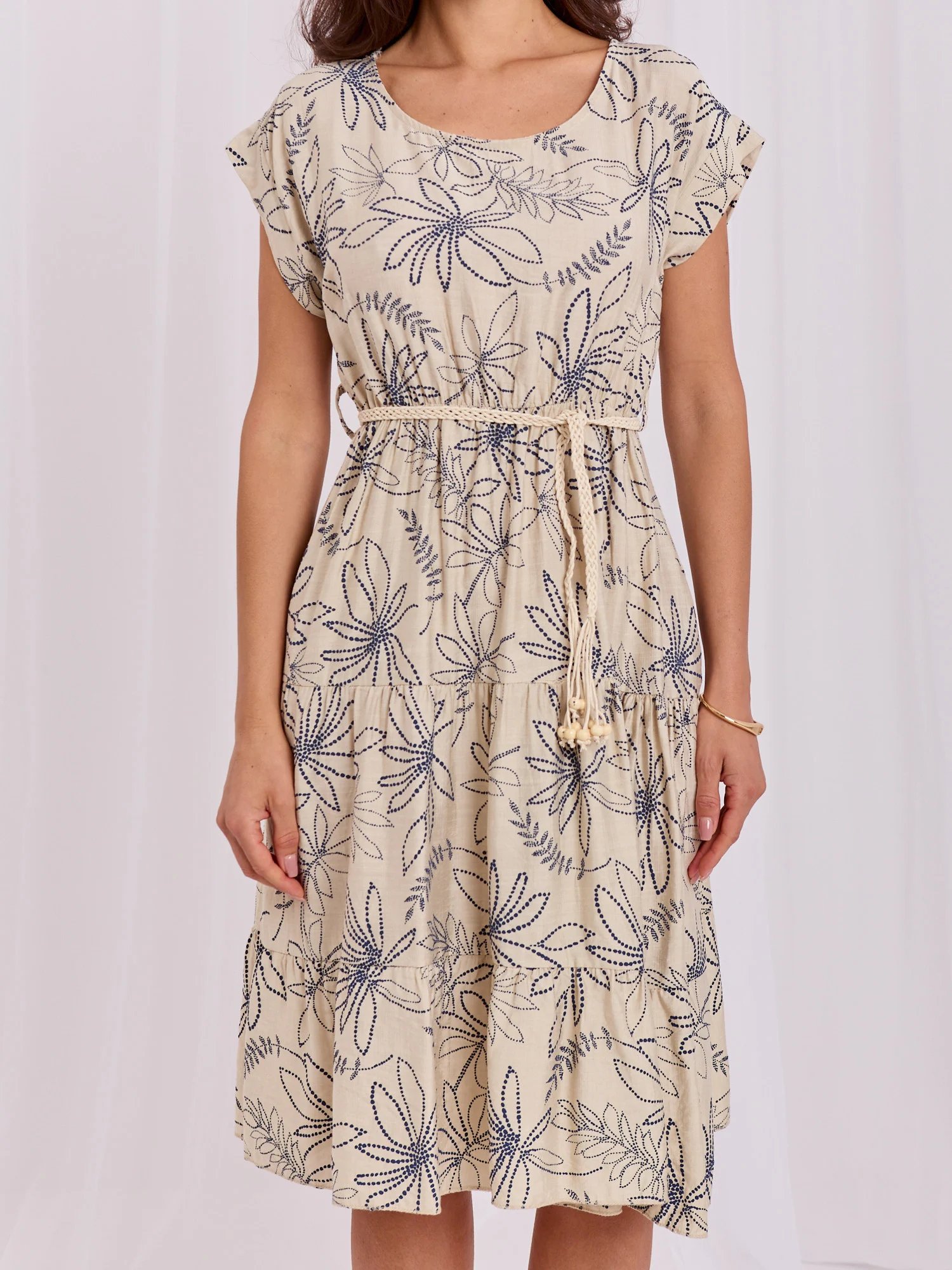 Rochie Dama Midi, Lejera, ITALY MODA, Bej de Vara - imagine 2