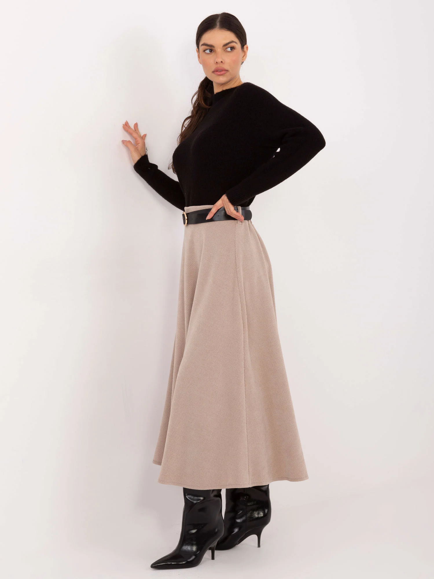 Fusta Dama Midi, Elegant, RUE PARIS, Bej Eleganta Office - imagine 2