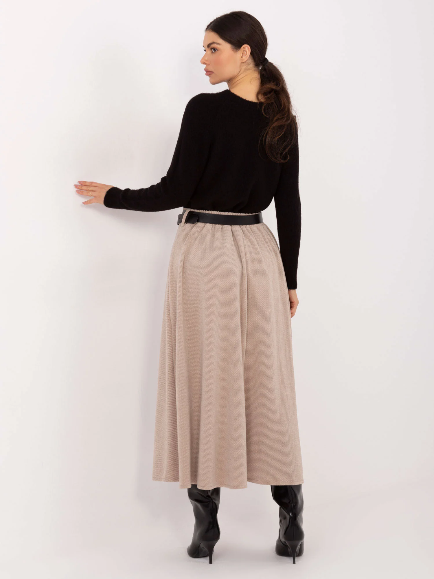Fusta Dama Midi, Elegant, RUE PARIS, Bej Eleganta Office - imagine 5