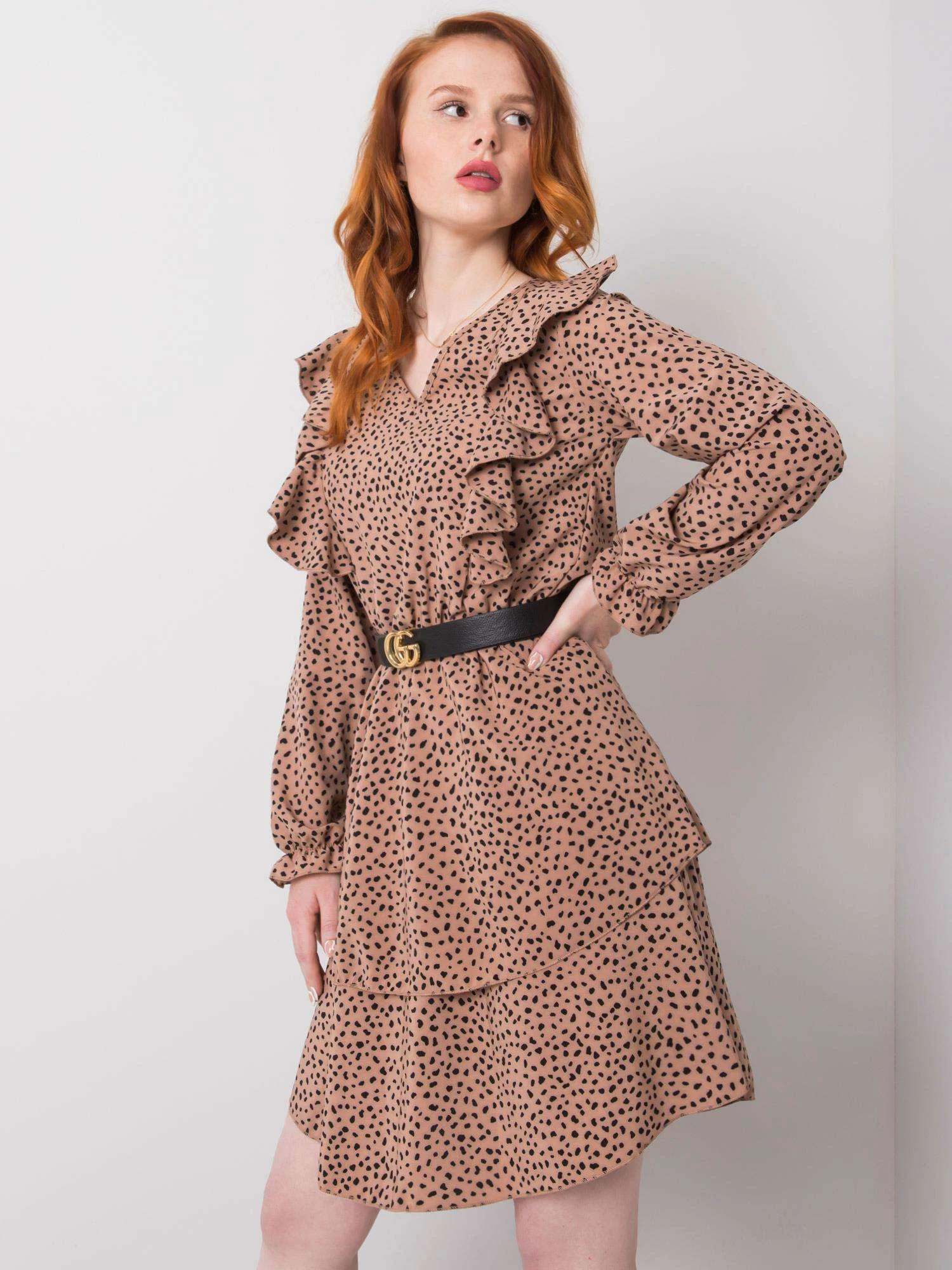 Rochie Dama Maxi, Animal print, RUE PARIS, Bej Eleganta Office - Image 3