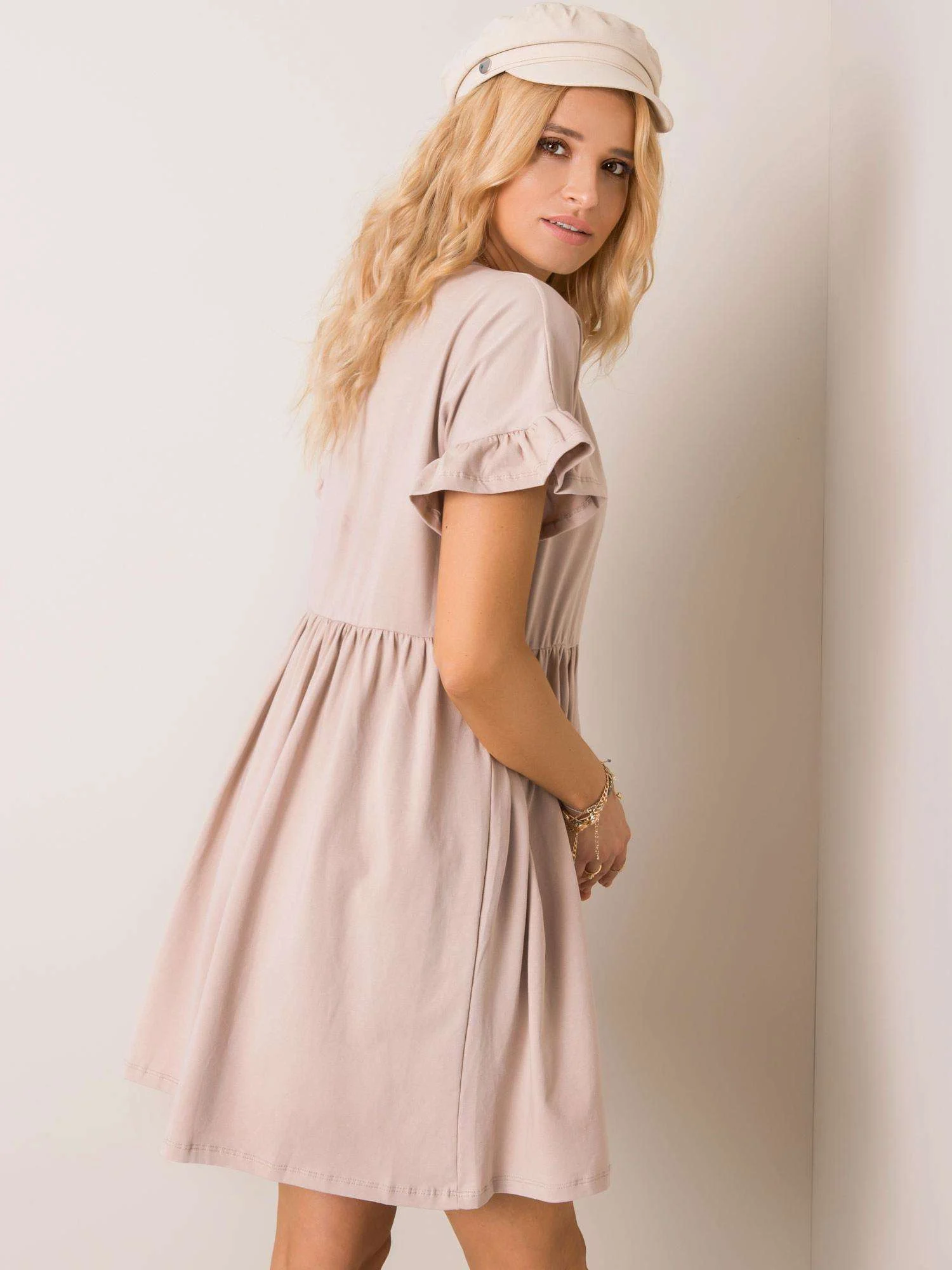 Rochie Dama Mini, Lejera, RUE PARIS, Bej Eleganta Office - imagine 3