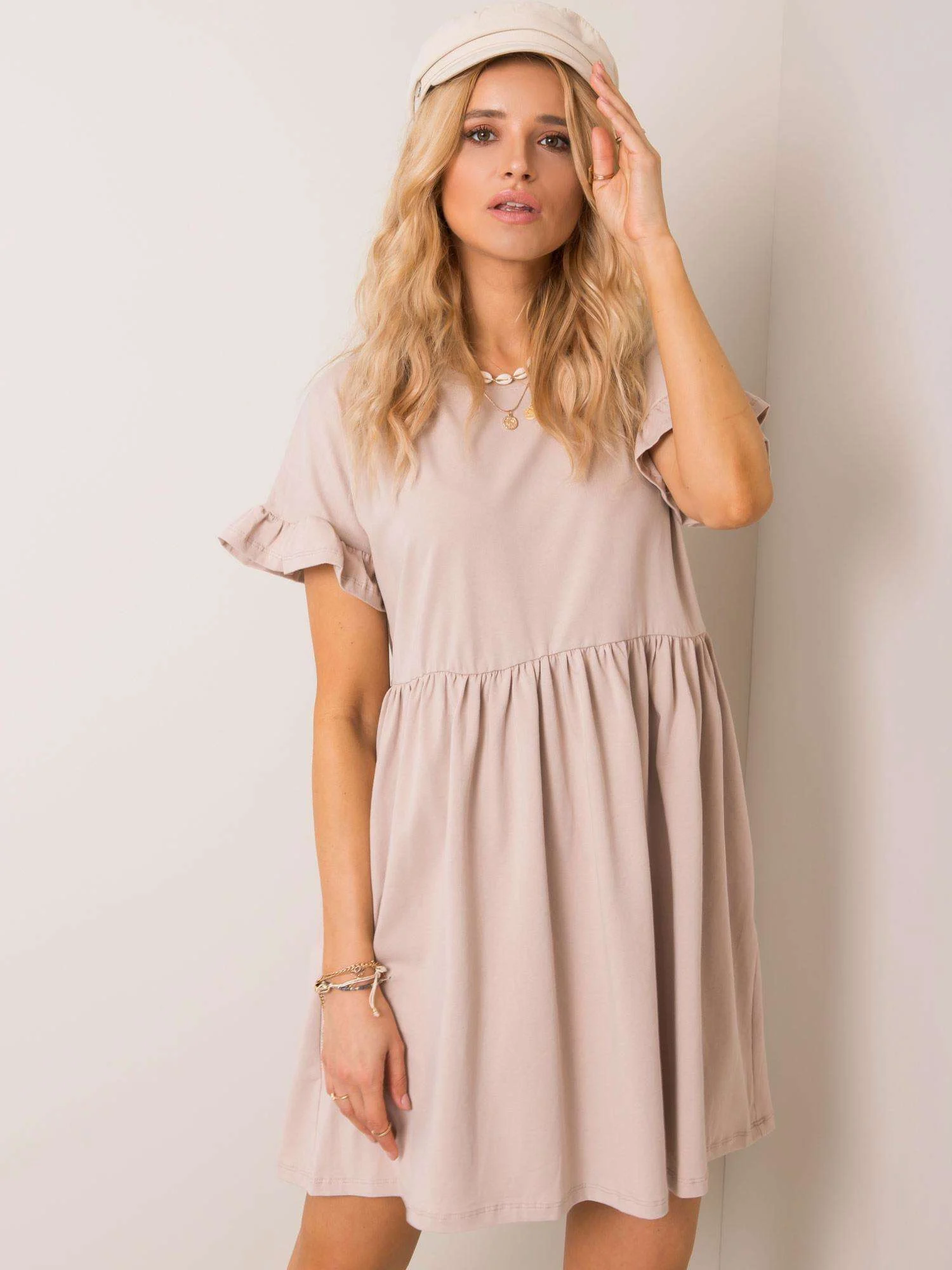 Rochie Dama Mini, Lejera, RUE PARIS, Bej Eleganta Office - imagine 4