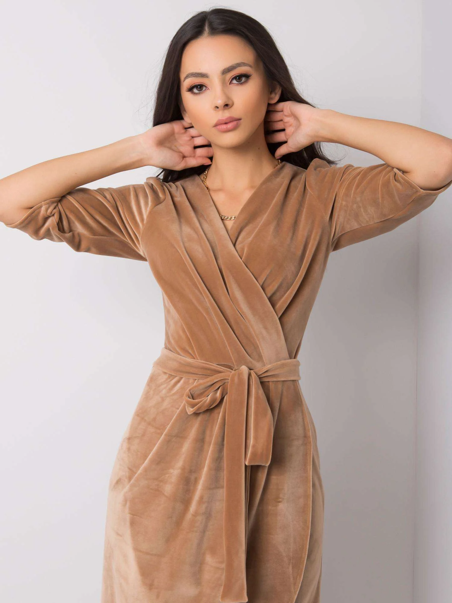 Rochie Dama Mini, Elegant, LAKERTA, Bej de Ocazie Nunta - imagine 5