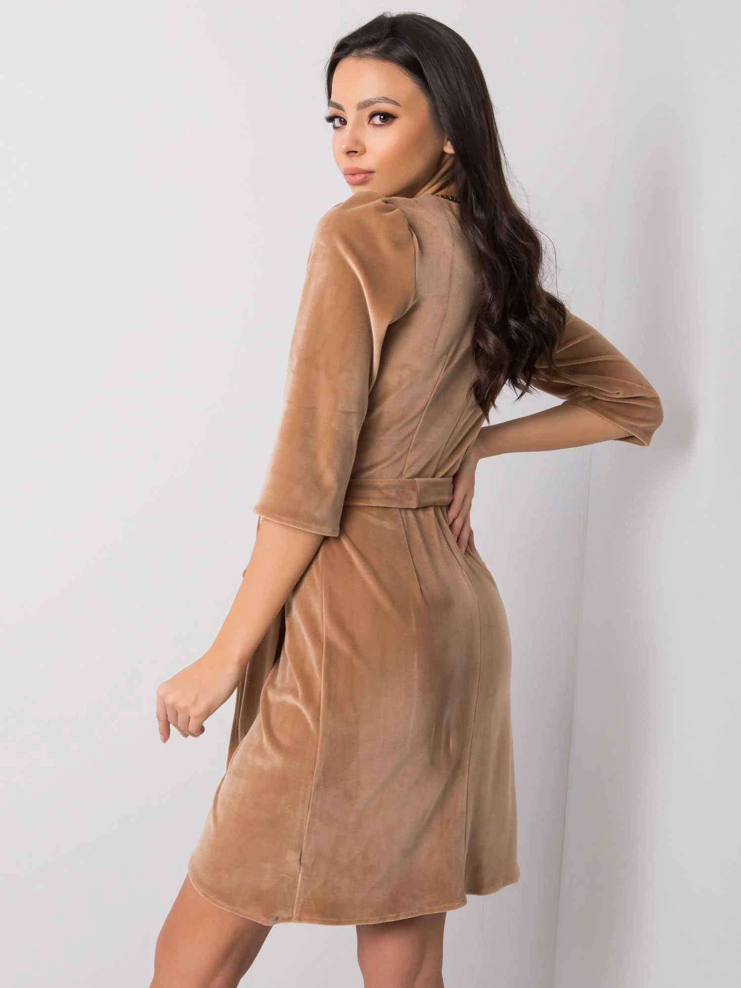 Rochie Dama Mini, Elegant, LAKERTA, Bej de Ocazie Nunta - imagine 4