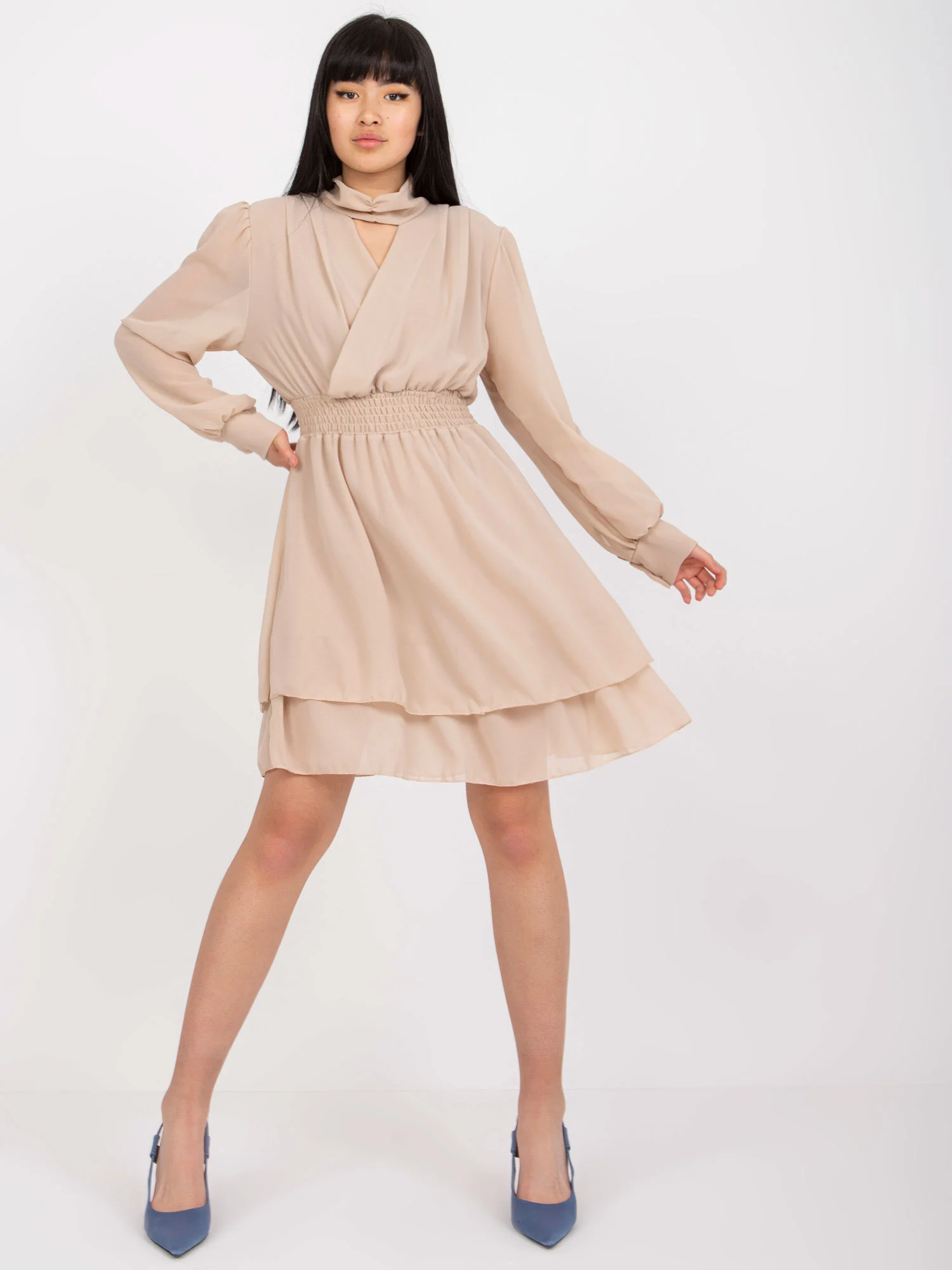 Rochie Dama Maxi, Lejera, Och Bella, Bej de Ocazie Nunta - Image 2