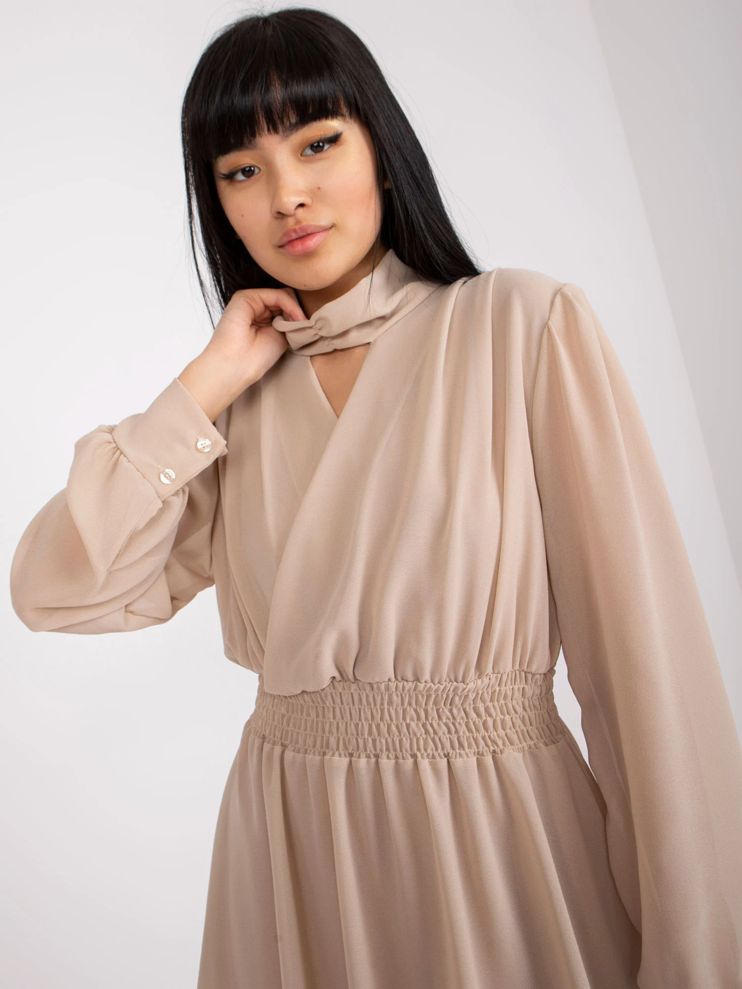 Rochie Dama Maxi, Lejera, Och Bella, Bej de Ocazie Nunta - Image 6