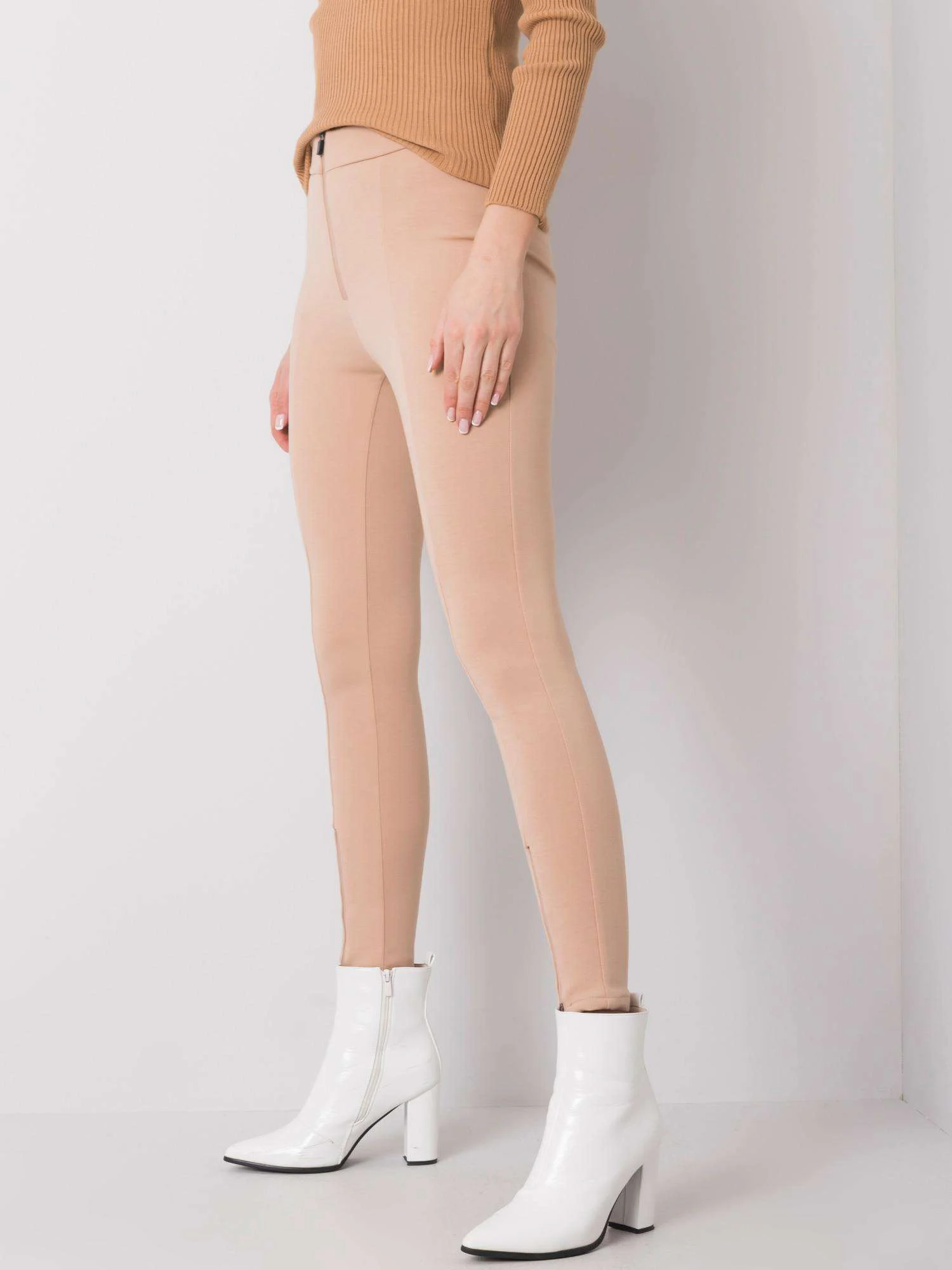 Pantaloni Dama Lunga, Conica, RUE PARIS, Bej Eleganta Office - imagine 2