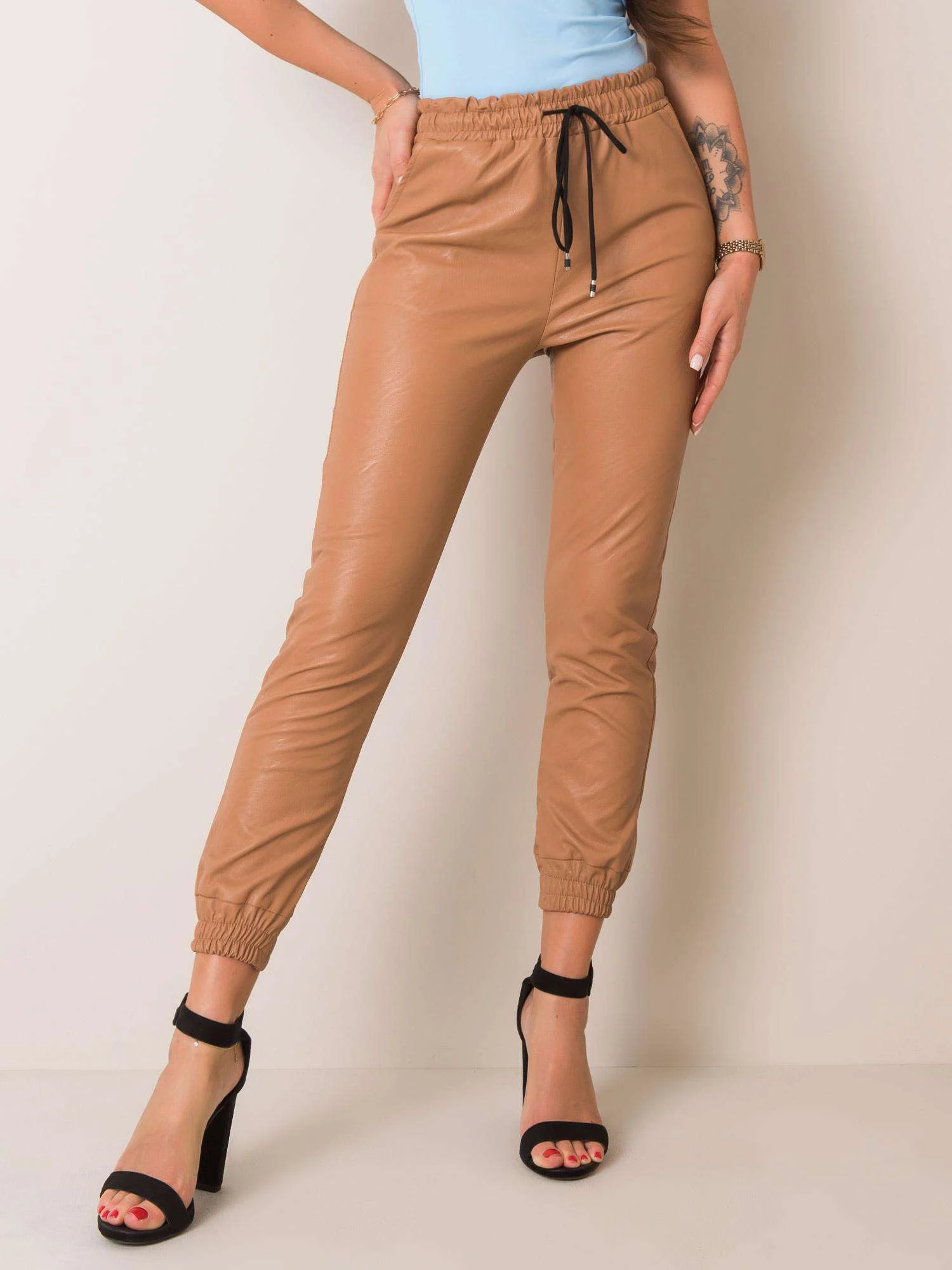 Pantaloni Dama Lunga, Mansete elastice, ITALY MODA, Maro Casual Marimi Mari - imagine 3