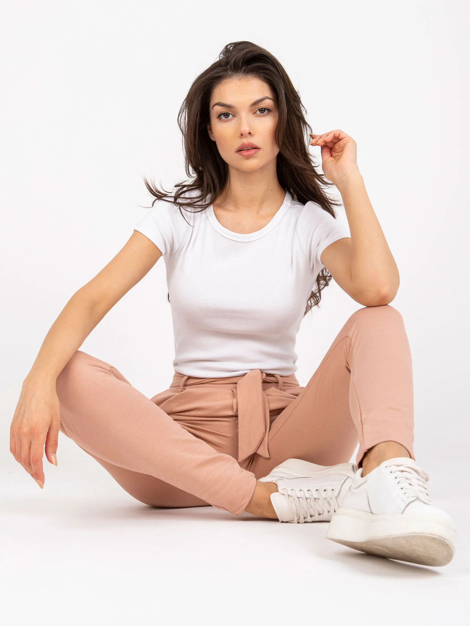 Pantaloni Dama Conica, Guler inalt, RUE PARIS, Bej Eleganta Office - imagine 6