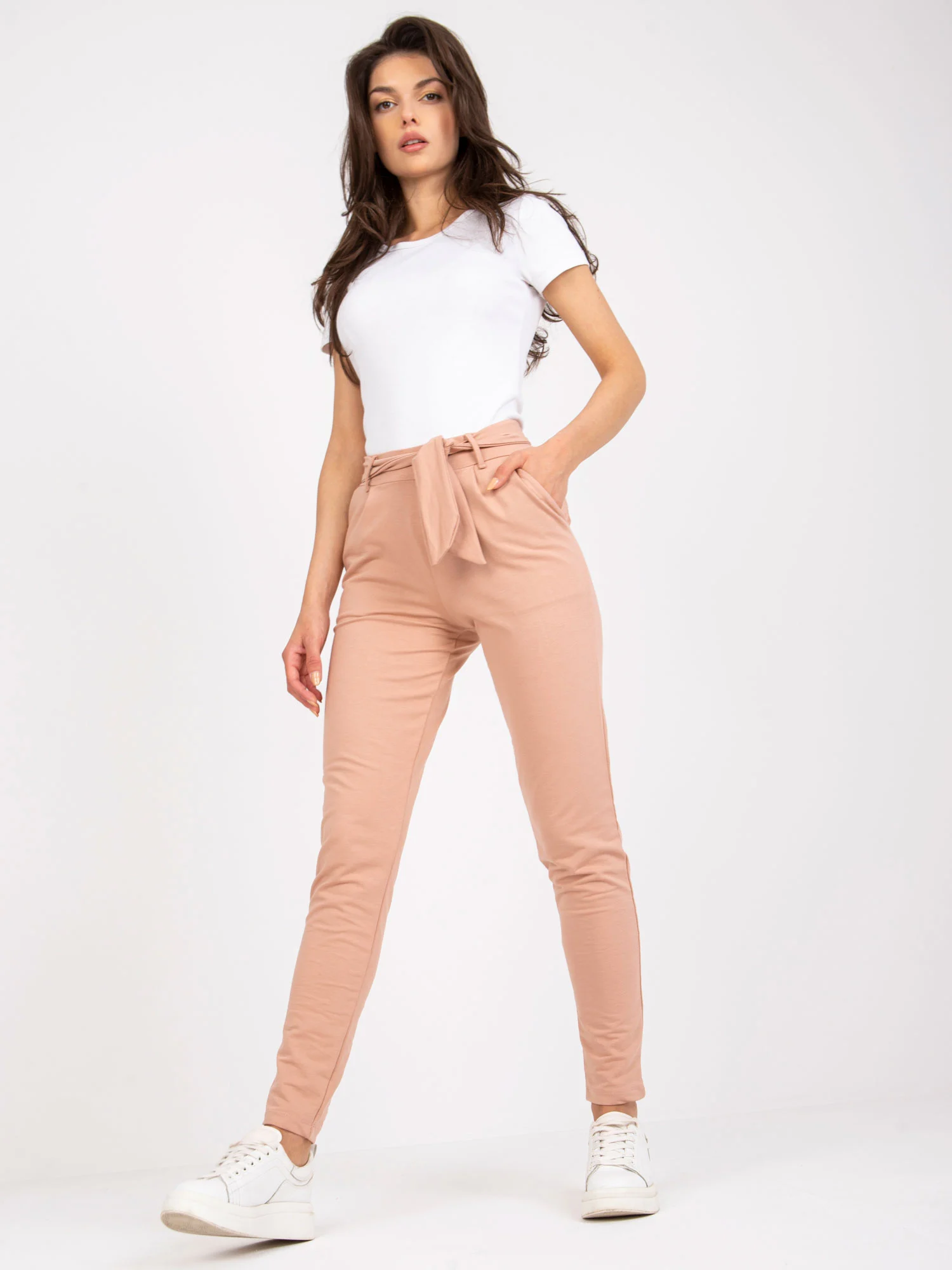 Pantaloni Dama Conica, Guler inalt, RUE PARIS, Bej Eleganta Office - imagine 7