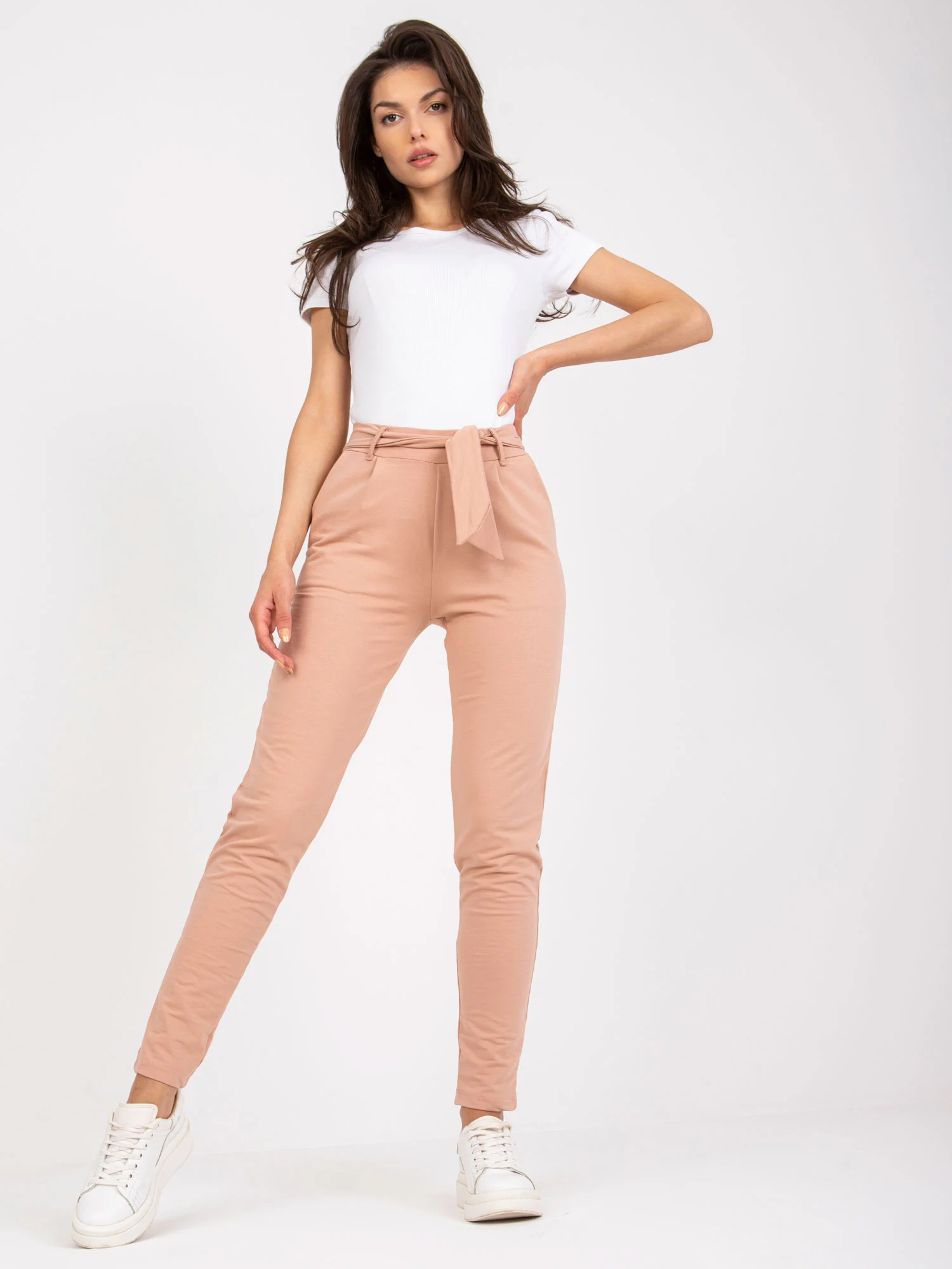 Pantaloni Dama Conica, Guler inalt, RUE PARIS, Bej Eleganta Office - imagine 4
