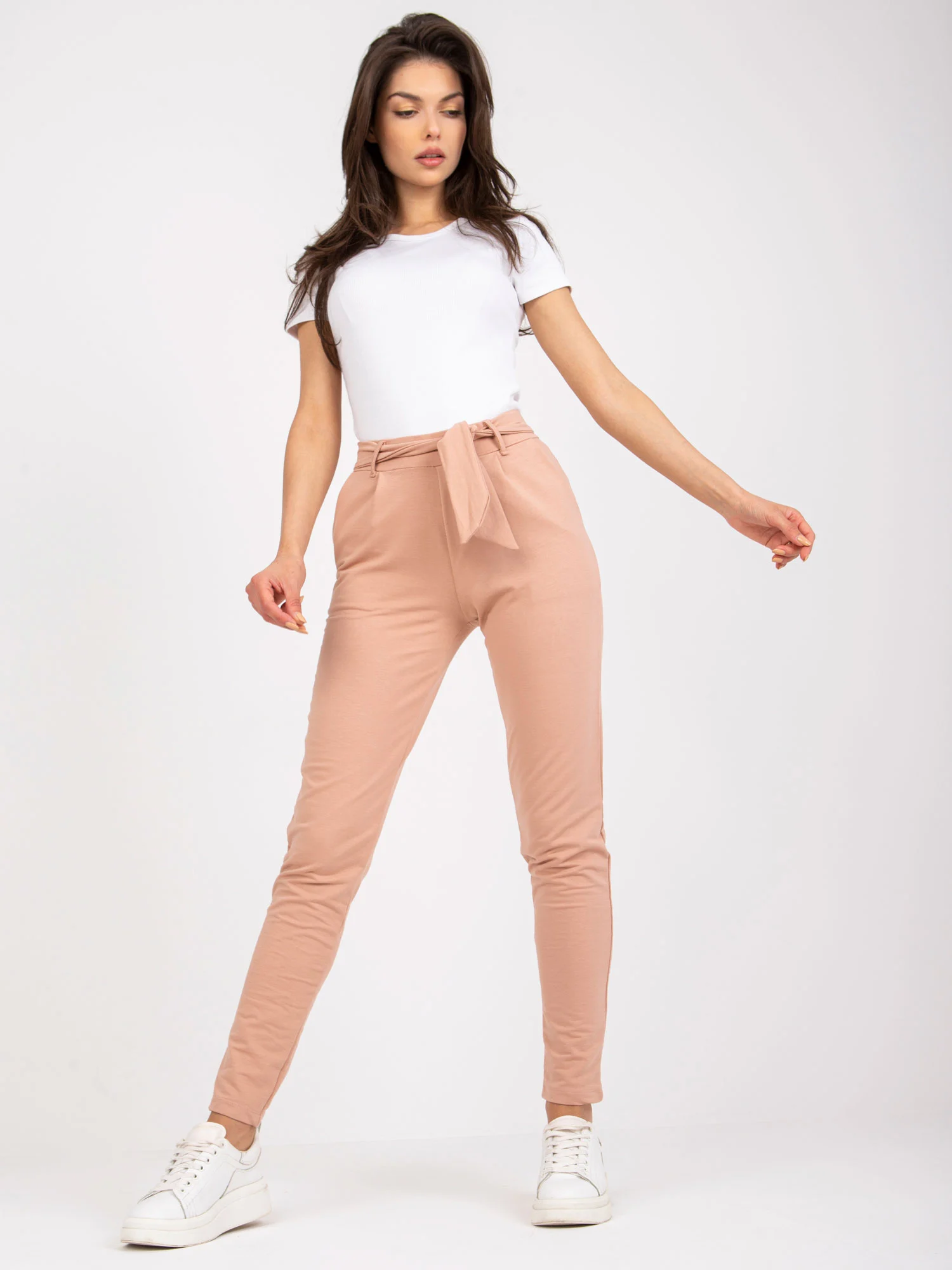 Pantaloni Dama Conica, Guler inalt, RUE PARIS, Bej Eleganta Office - imagine 8