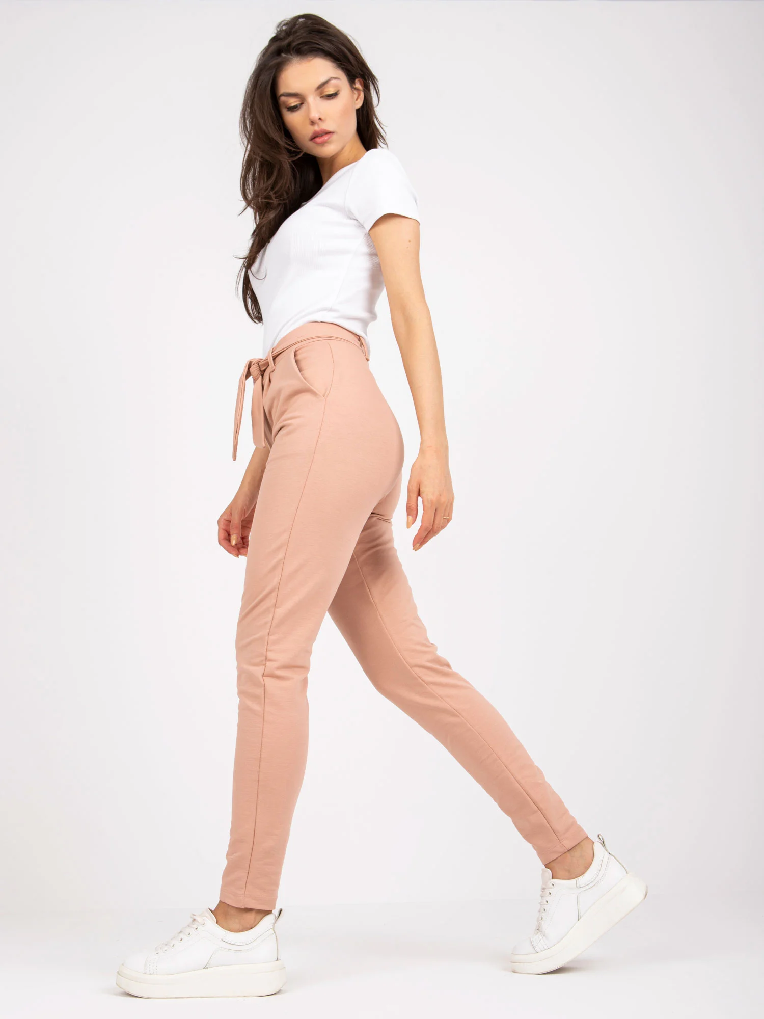 Pantaloni Dama Conica, Guler inalt, RUE PARIS, Bej Eleganta Office - imagine 2