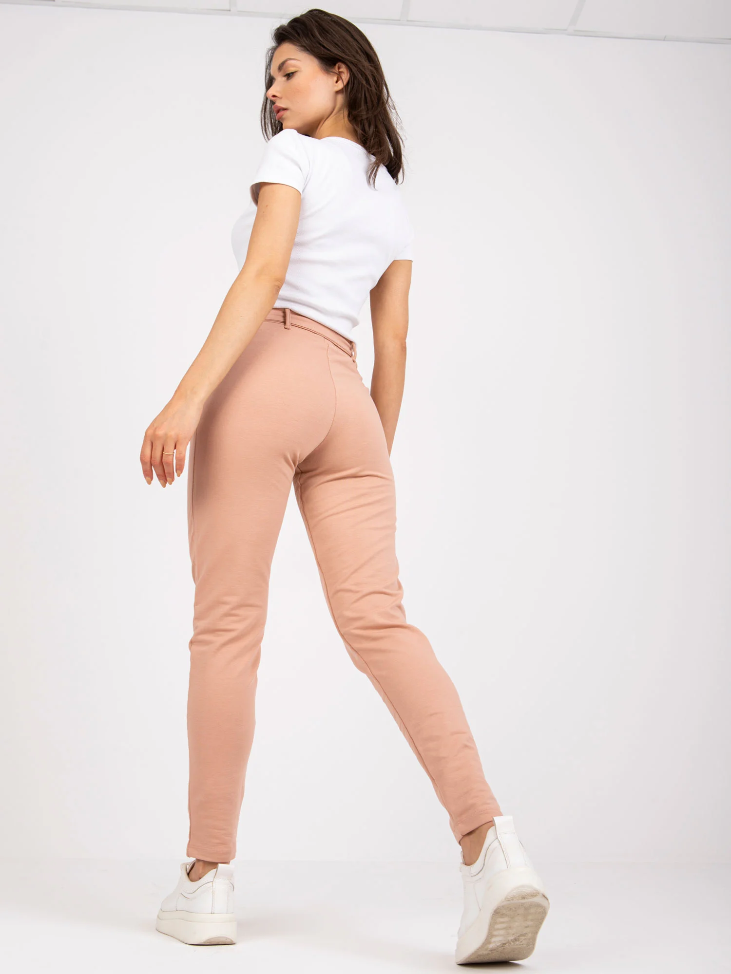 Pantaloni Dama Conica, Guler inalt, RUE PARIS, Bej Eleganta Office - imagine 5