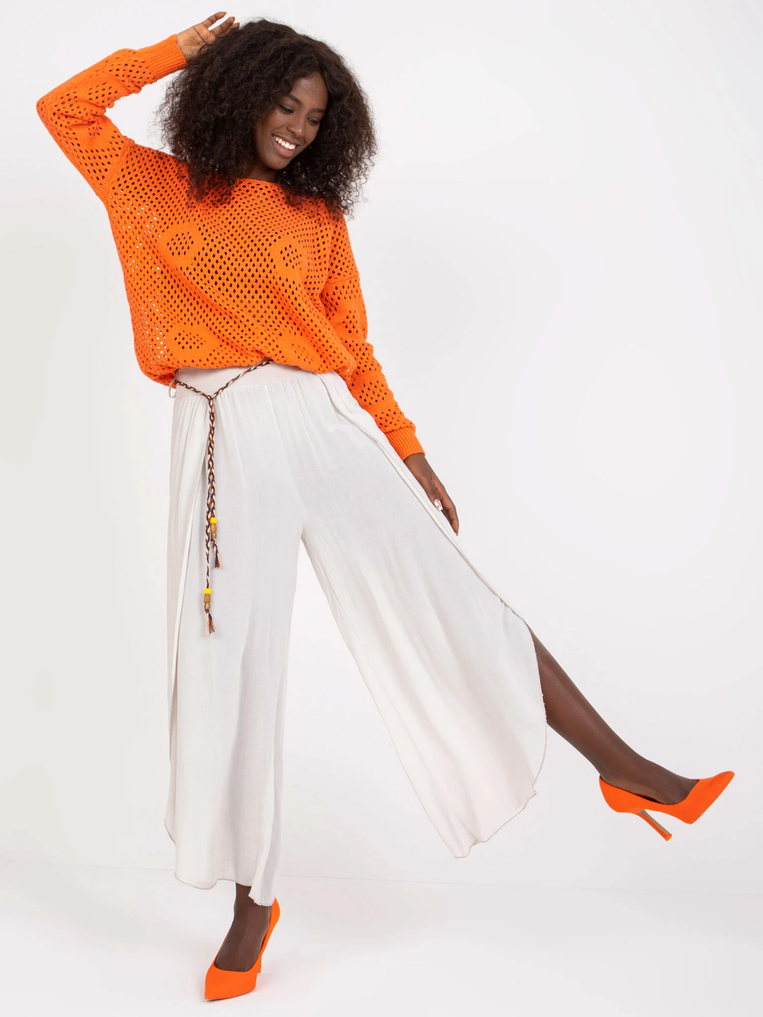 Pantaloni Dama Lejera, Guler inalt, Och Bella, Bej - imagine 7