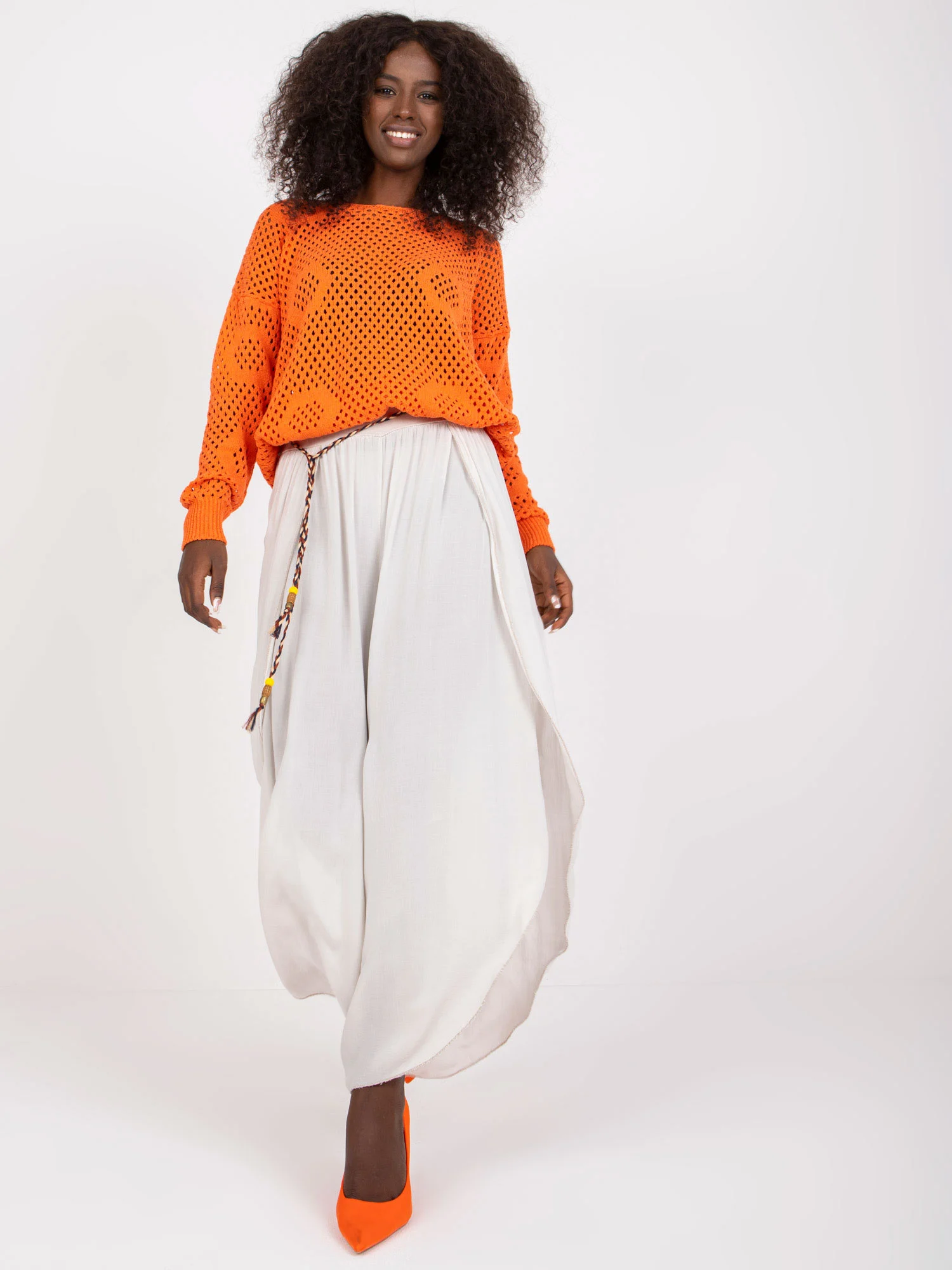 Pantaloni Dama Lejera, Guler inalt, Och Bella, Bej - imagine 2