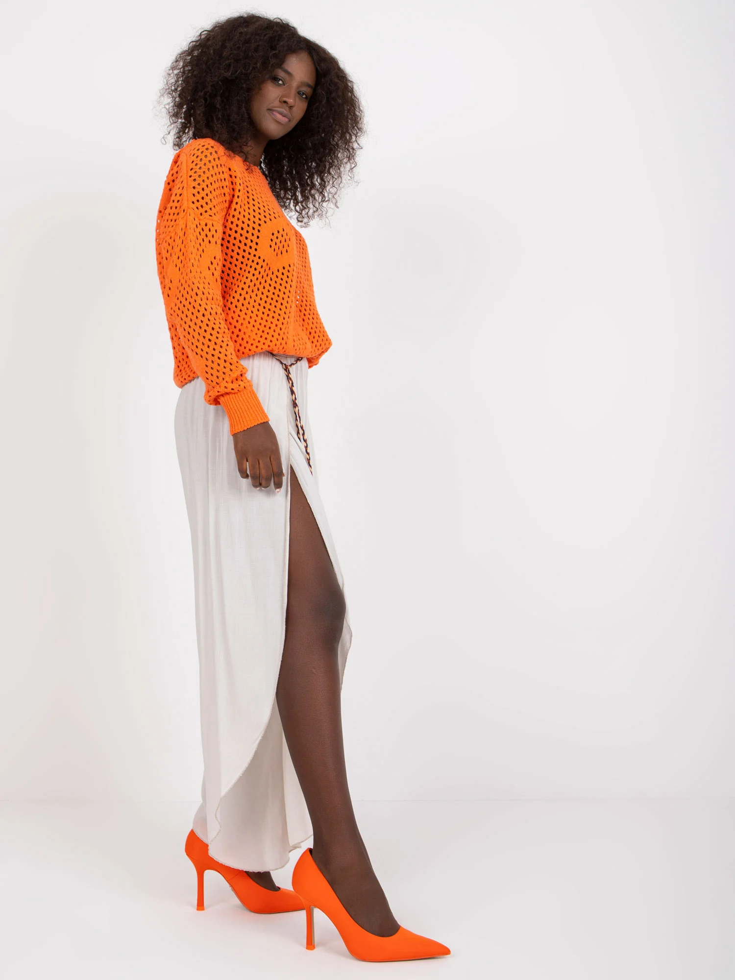 Pantaloni Dama Lejera, Guler inalt, Och Bella, Bej - imagine 4