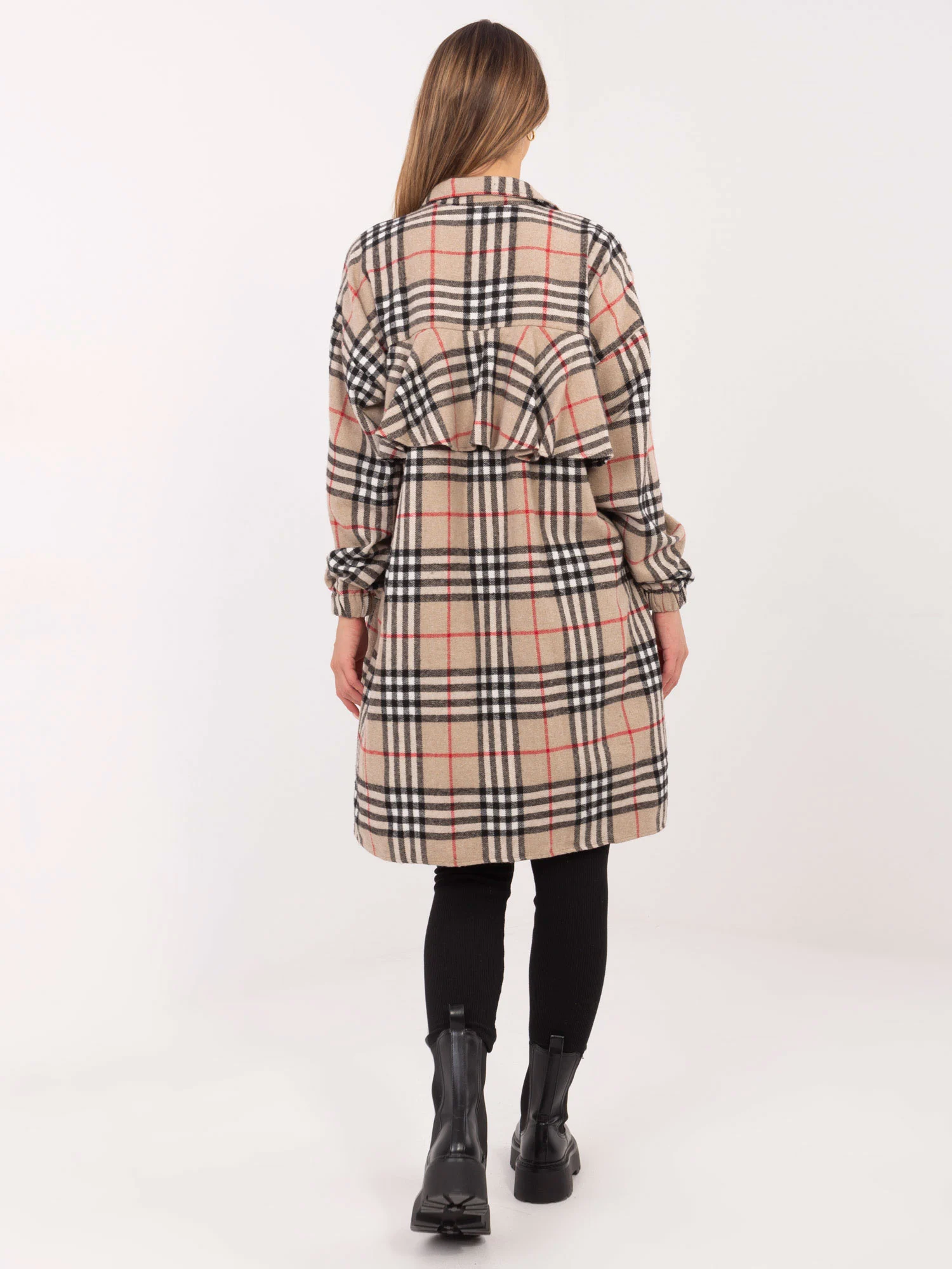 Camasa Dama Maneca lunga, Carouri, ex moda, Bej Casual - imagine 4