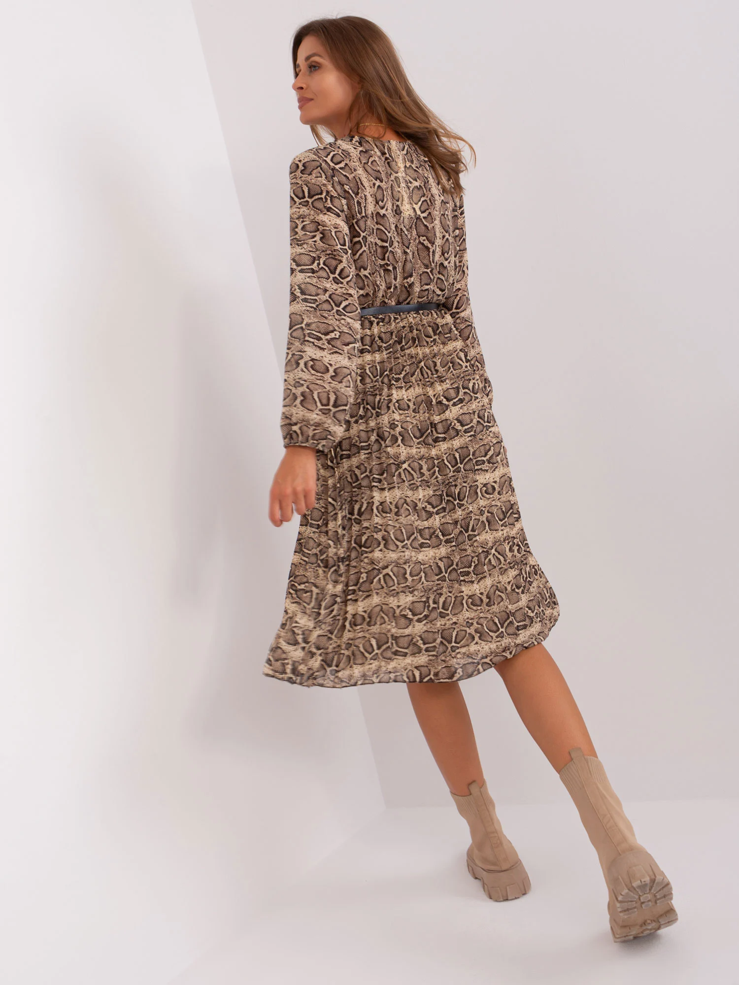 Rochie Dama Maxi, Animal print, ITALY MODA, Bej de Petrecere - Image 5