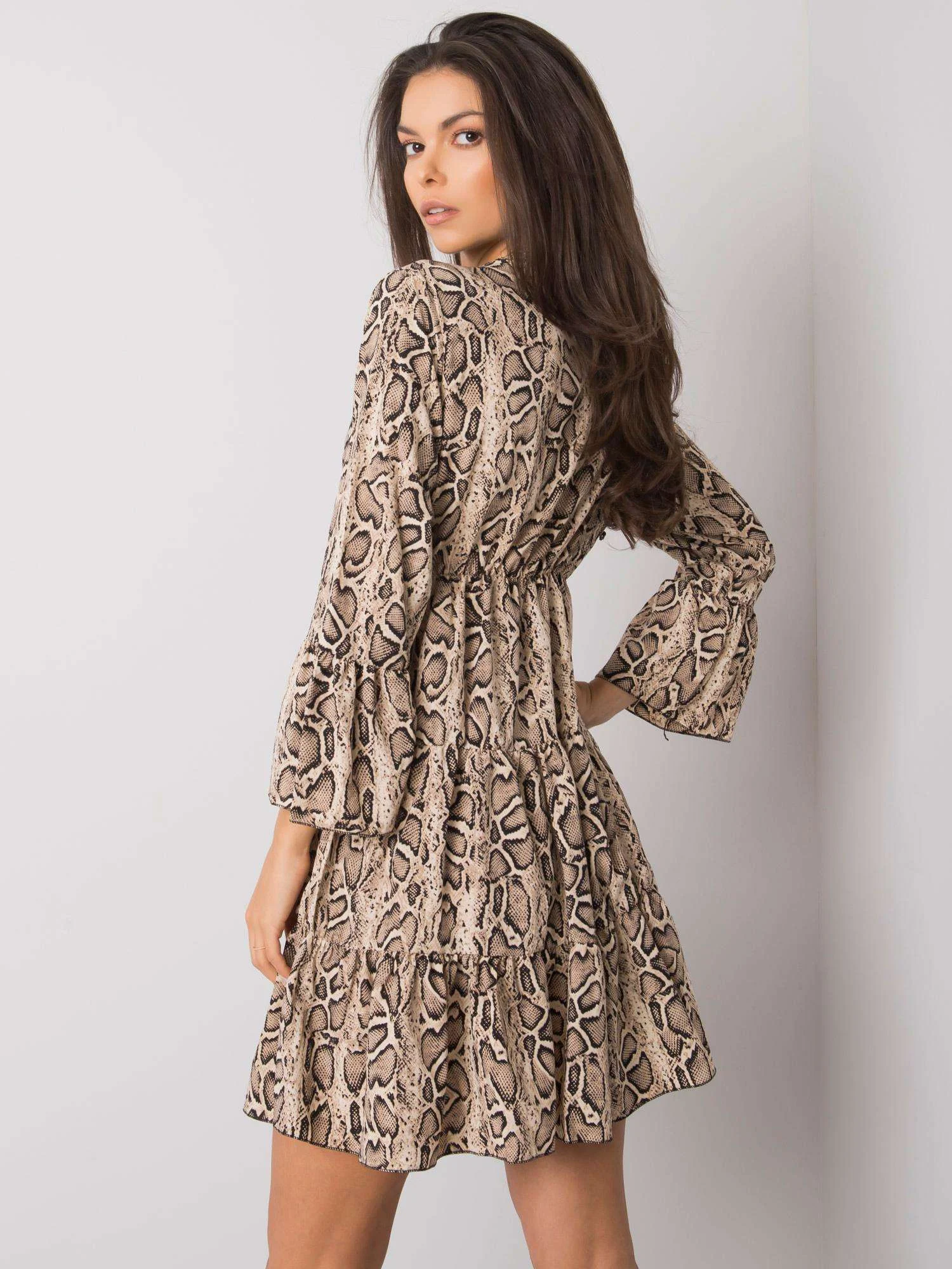 Rochie Dama Maxi, Animal print, ITALY MODA, Bej Eleganta Office - Image 4