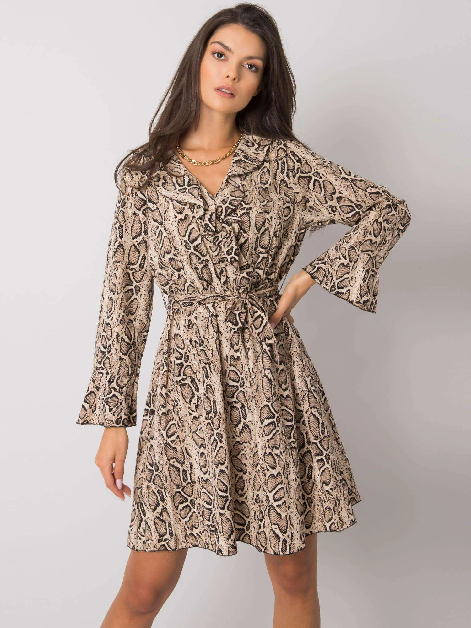 Rochie Dama Maxi, Animal print, ITALY MODA, Bej Eleganta Office - Image 5