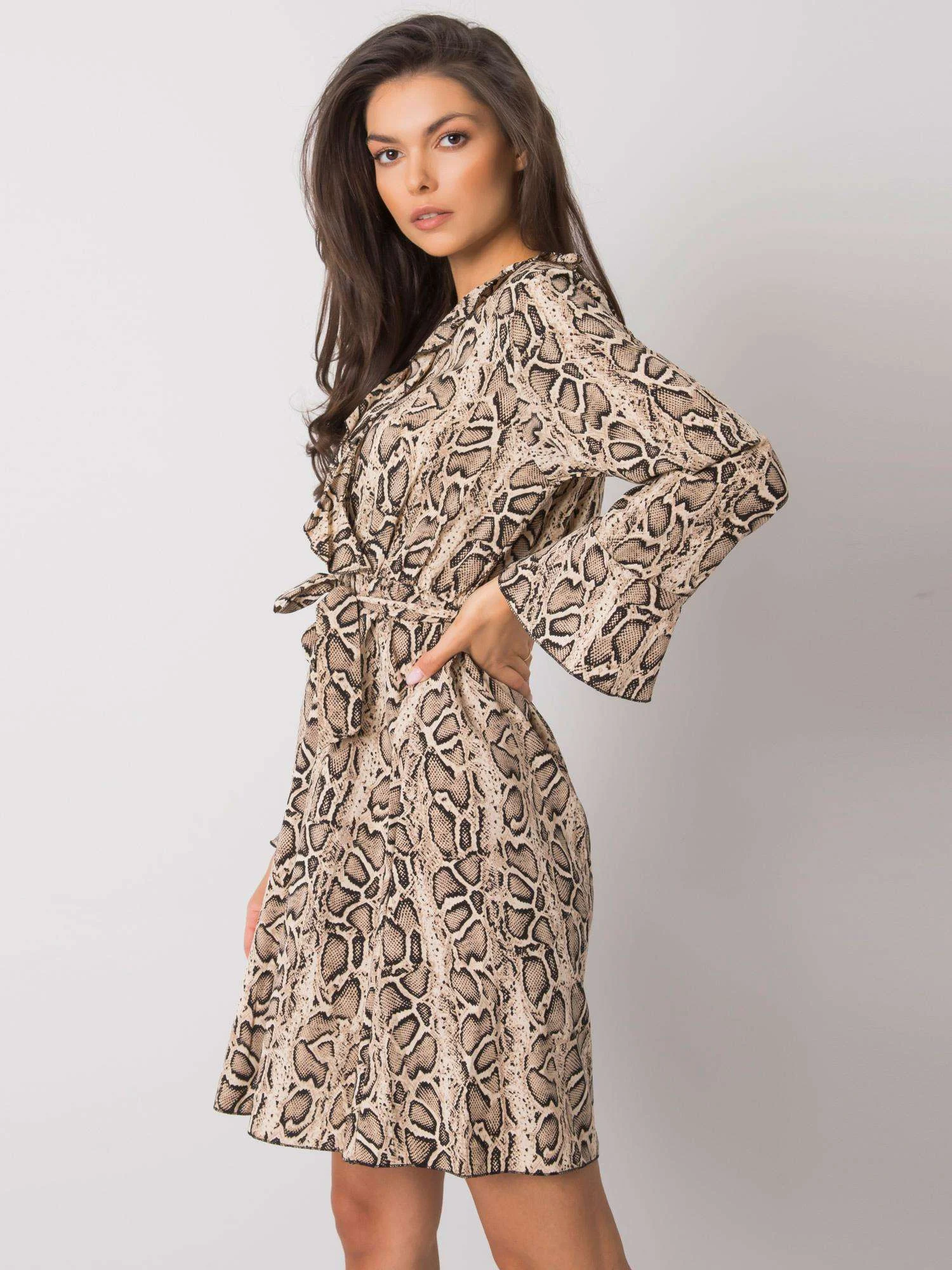Rochie Dama Maxi, Animal print, ITALY MODA, Bej Eleganta Office - Image 3